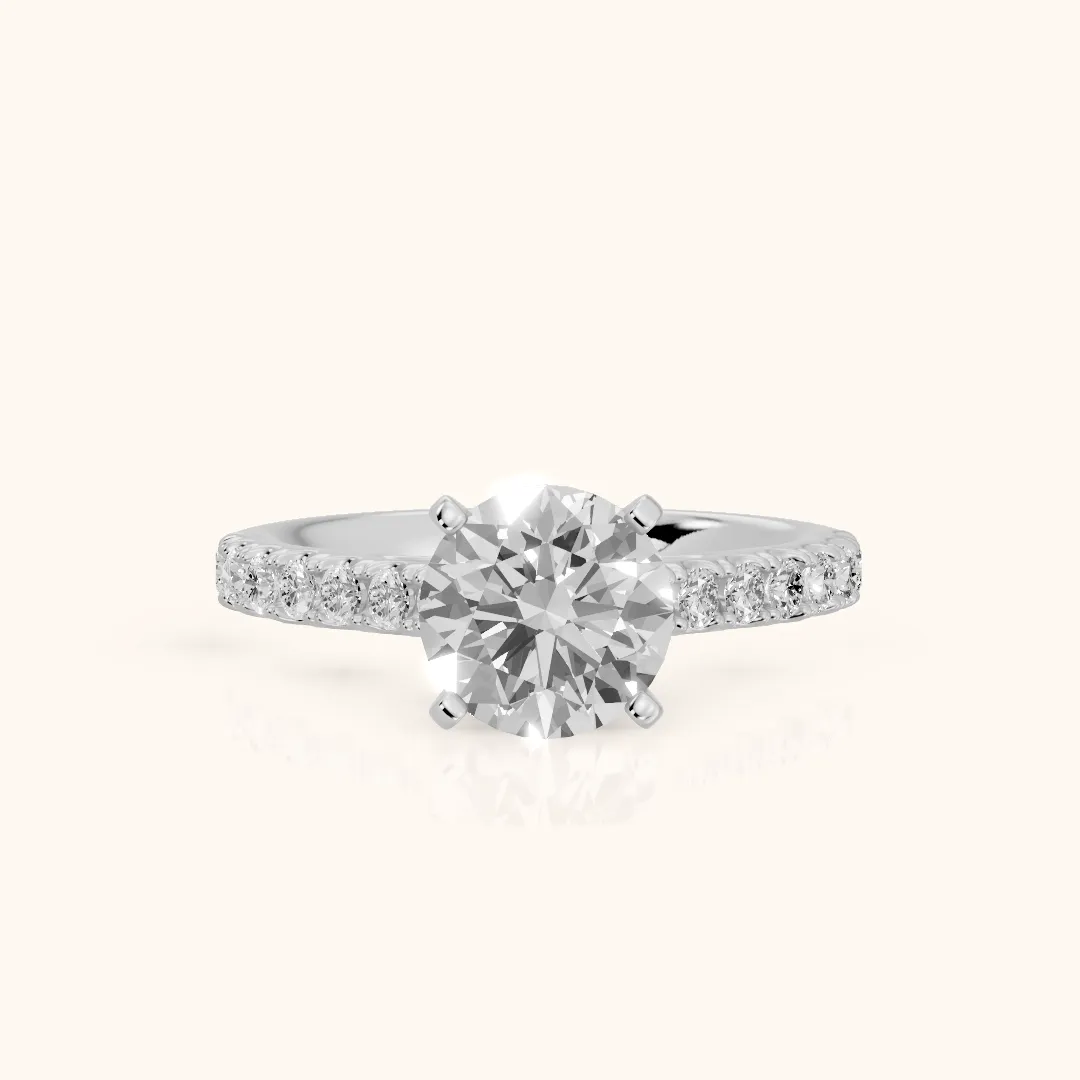 Keira Statement Pavé Round Diamond Engagement Ring in Platinum — view 2