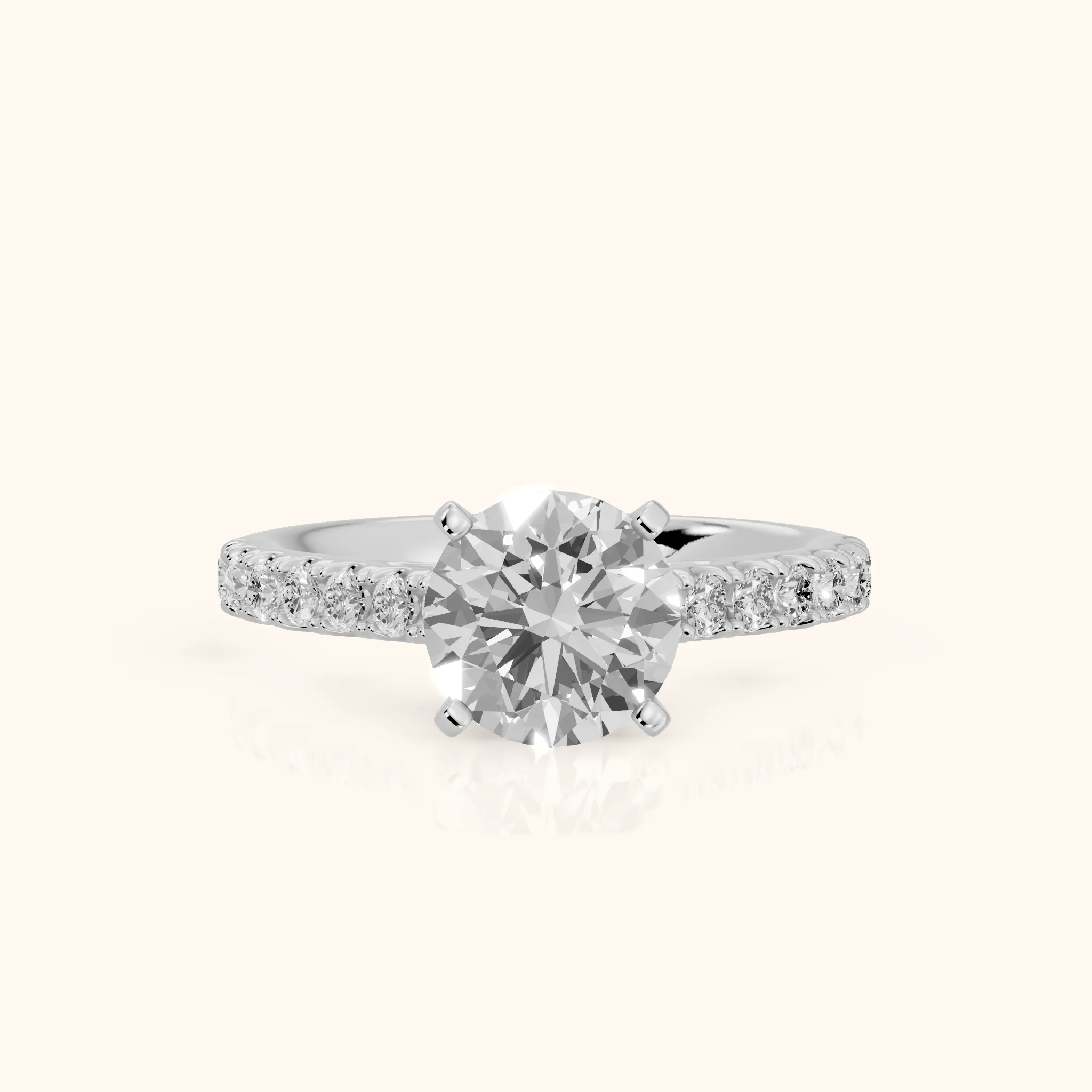 Keira Statement Pavé Round Diamond Engagement Ring in Platinum — view 1