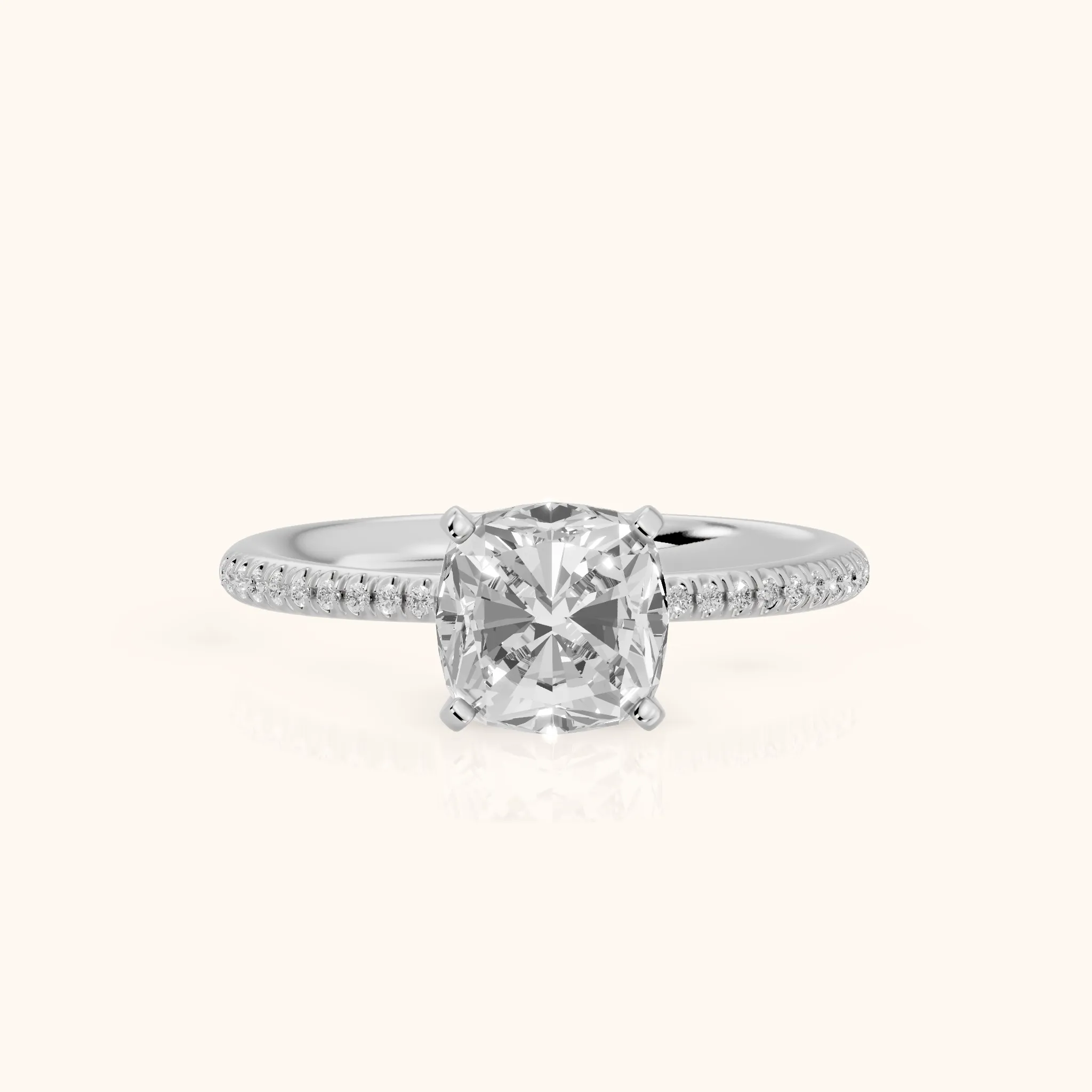 Mona Micropavé Cushion Diamond Engagement Ring in Platinum — view 1