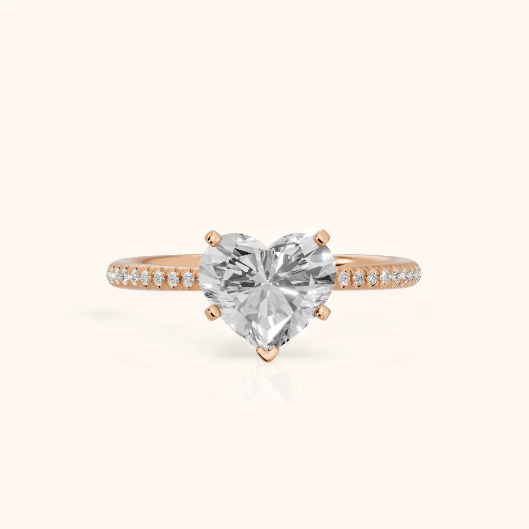 Mona Micropavé Heart Diamond Engagement Ring in Rose Gold — view 2