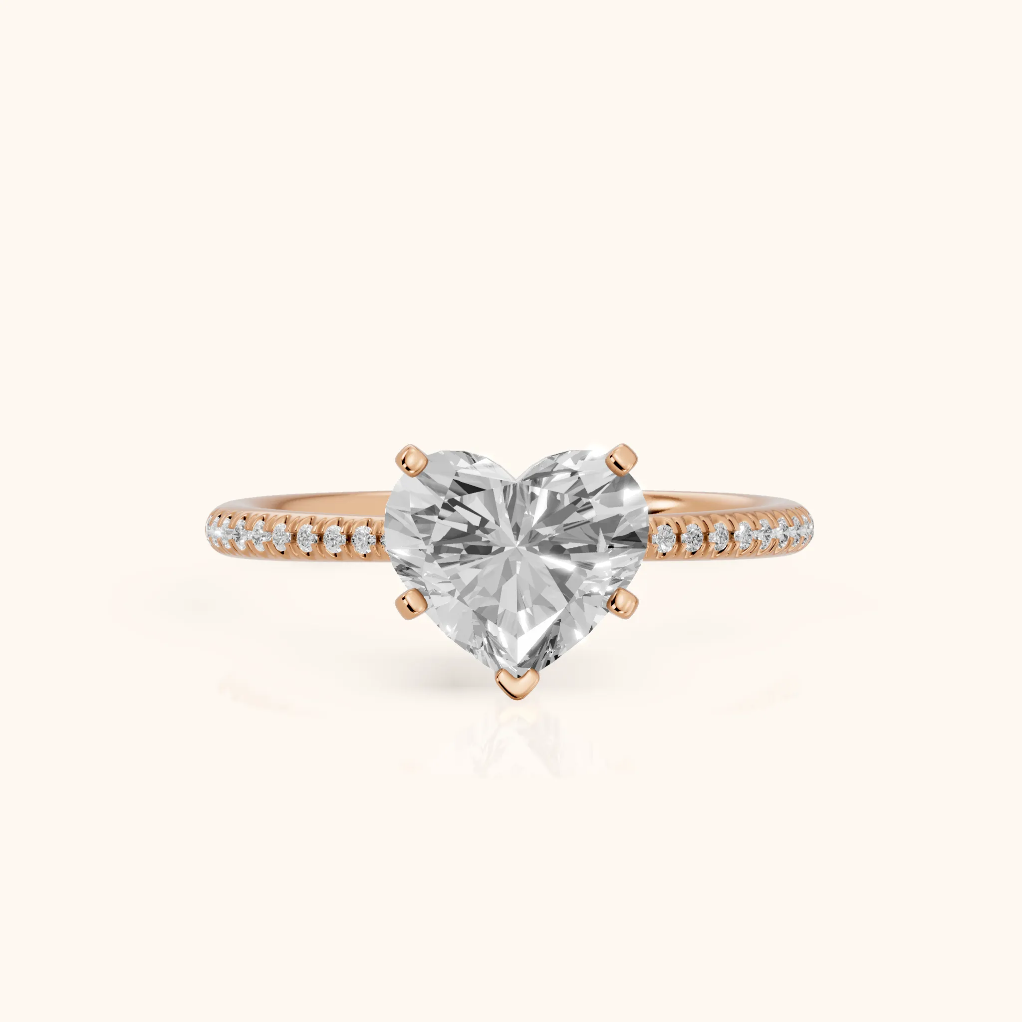 Mona Micropavé Heart Diamond Engagement Ring in Rose Gold — view 1