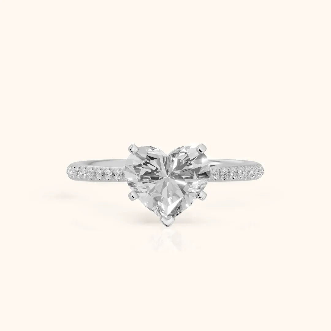 Mona Micropavé Heart Diamond Engagement Ring in Silver — view 2