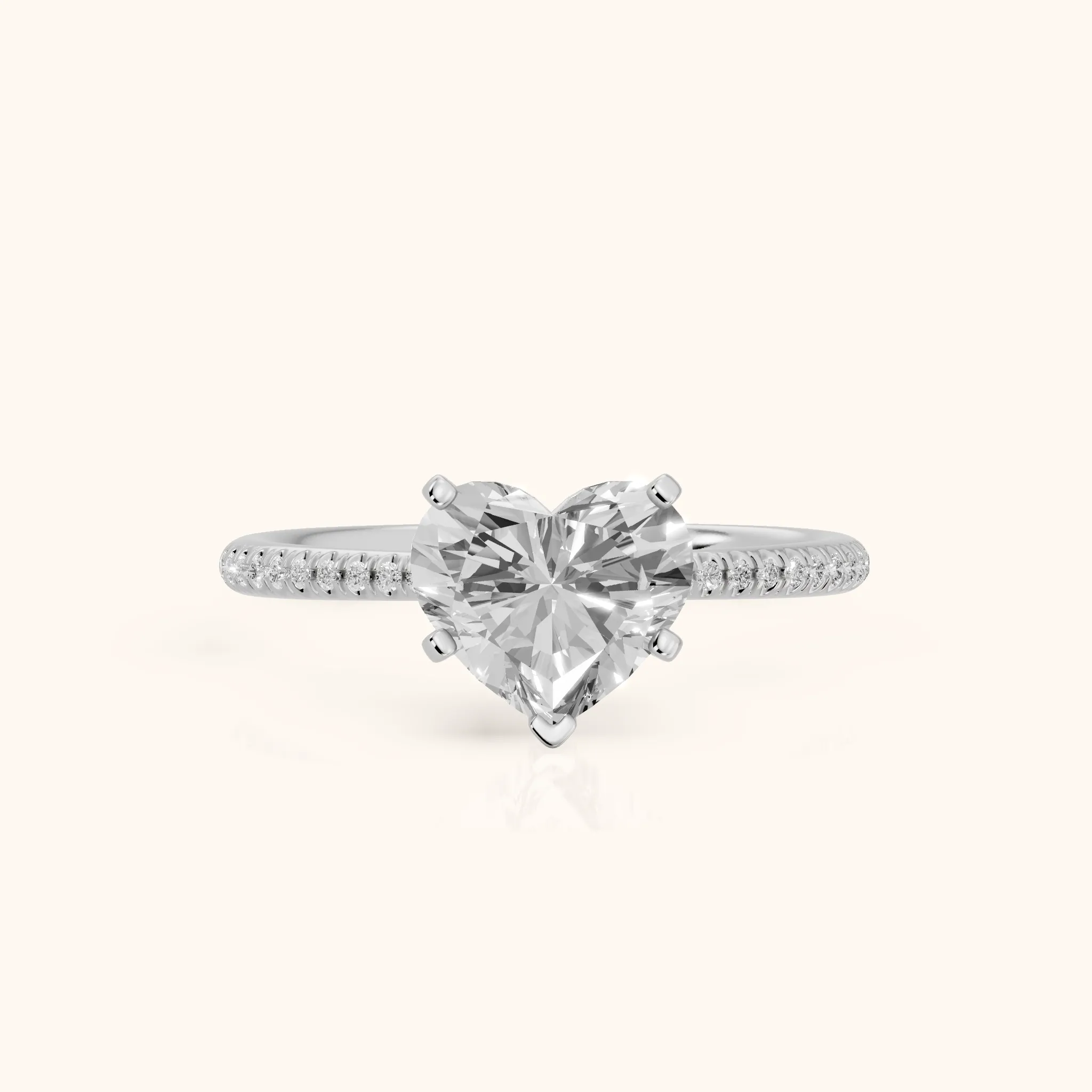 Mona Micropavé Heart Diamond Engagement Ring in Silver — view 1
