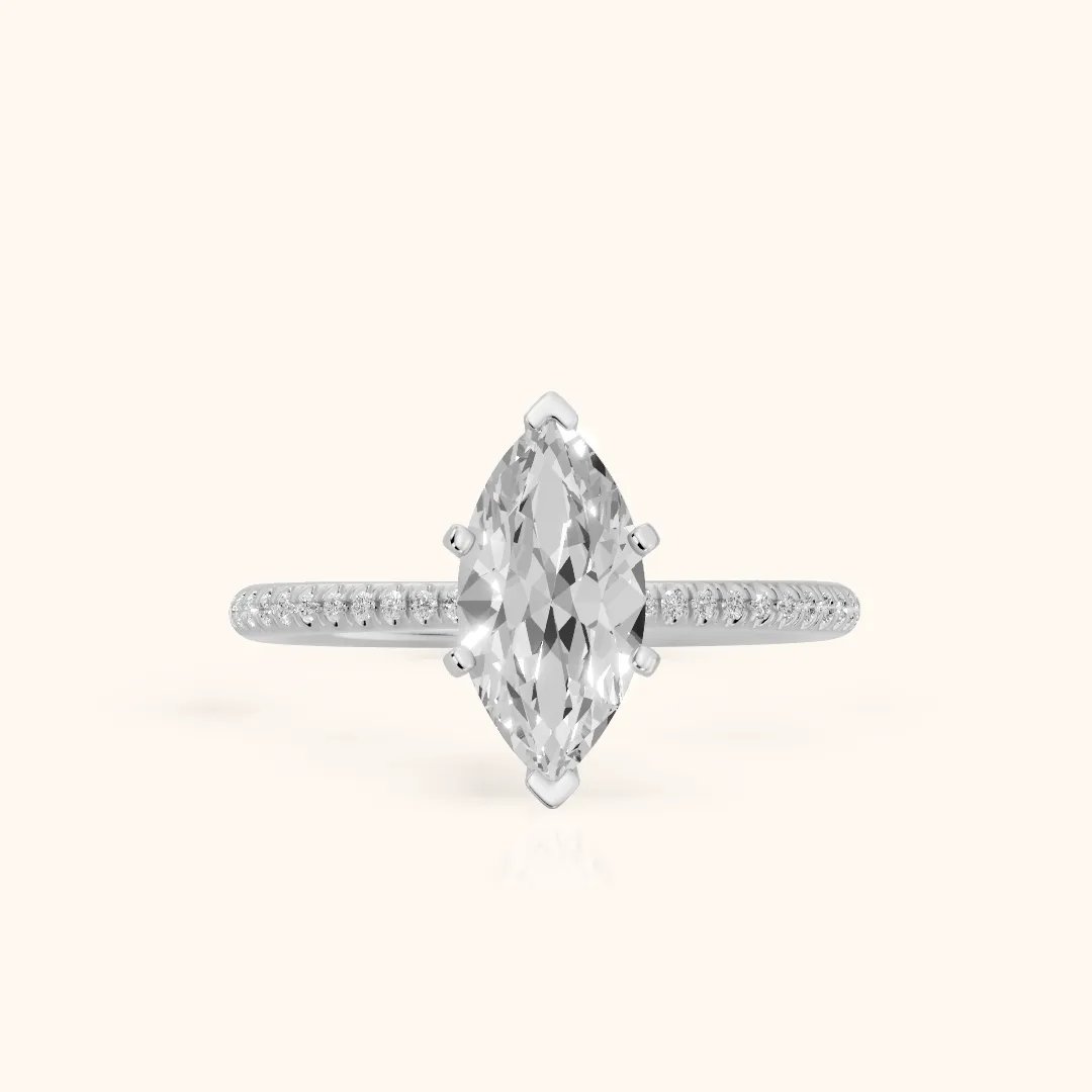 Mona Micropavé Marquise Diamond Engagement Ring in Silver — view 2