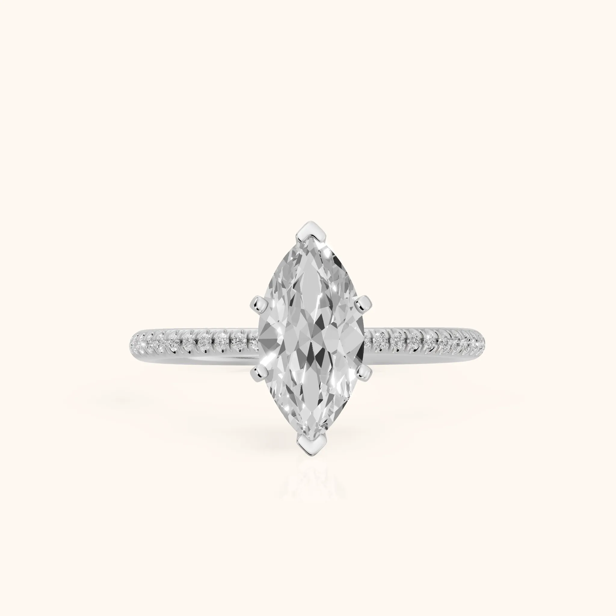 Mona Micropavé Marquise Diamond Engagement Ring in Silver — view 1