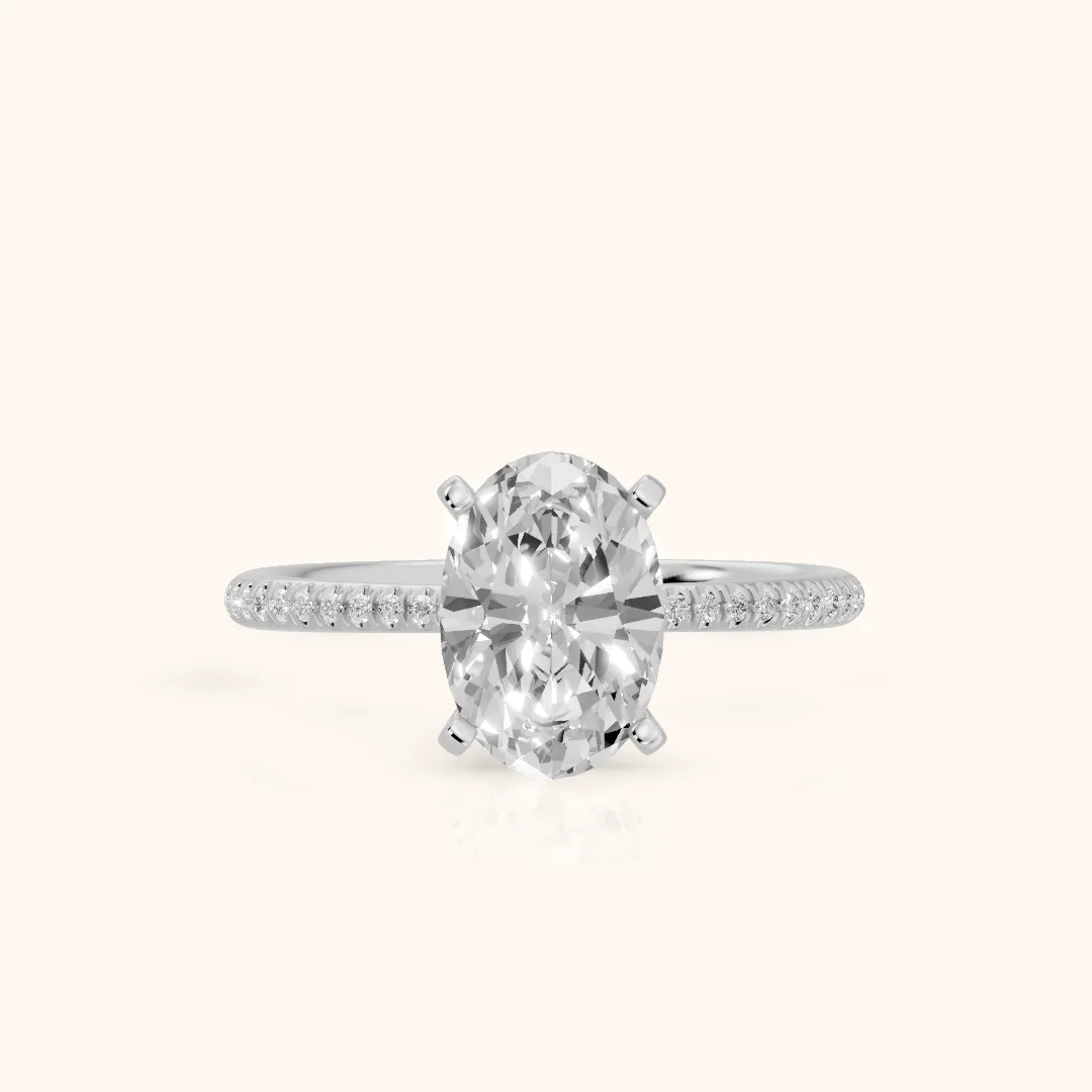 Mona Micropavé Oval Diamond Engagement Ring in Silver — view 2