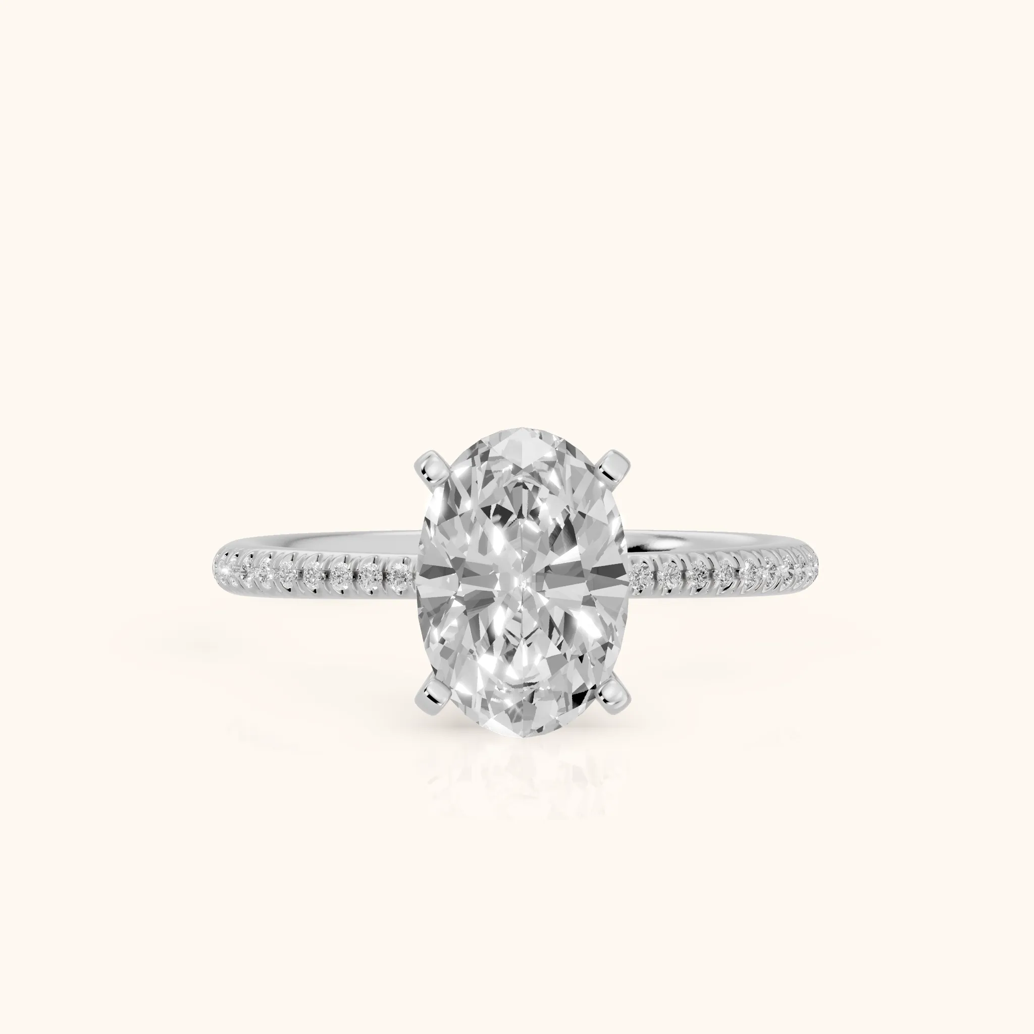 Mona Micropavé Oval Diamond Engagement Ring in Silver — view 1