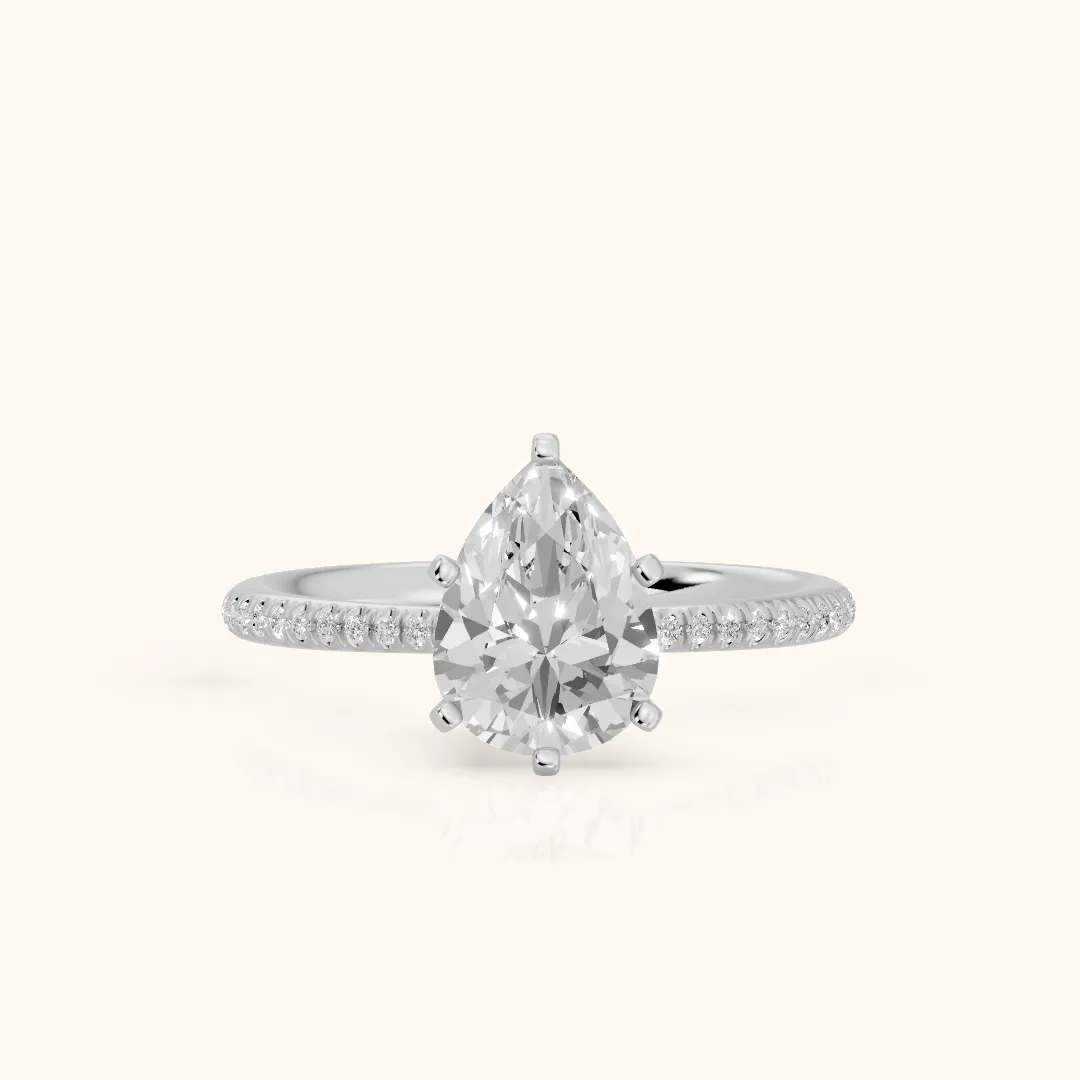 Mona Micropavé Pear Diamond Engagement Ring in Silver — view 2
