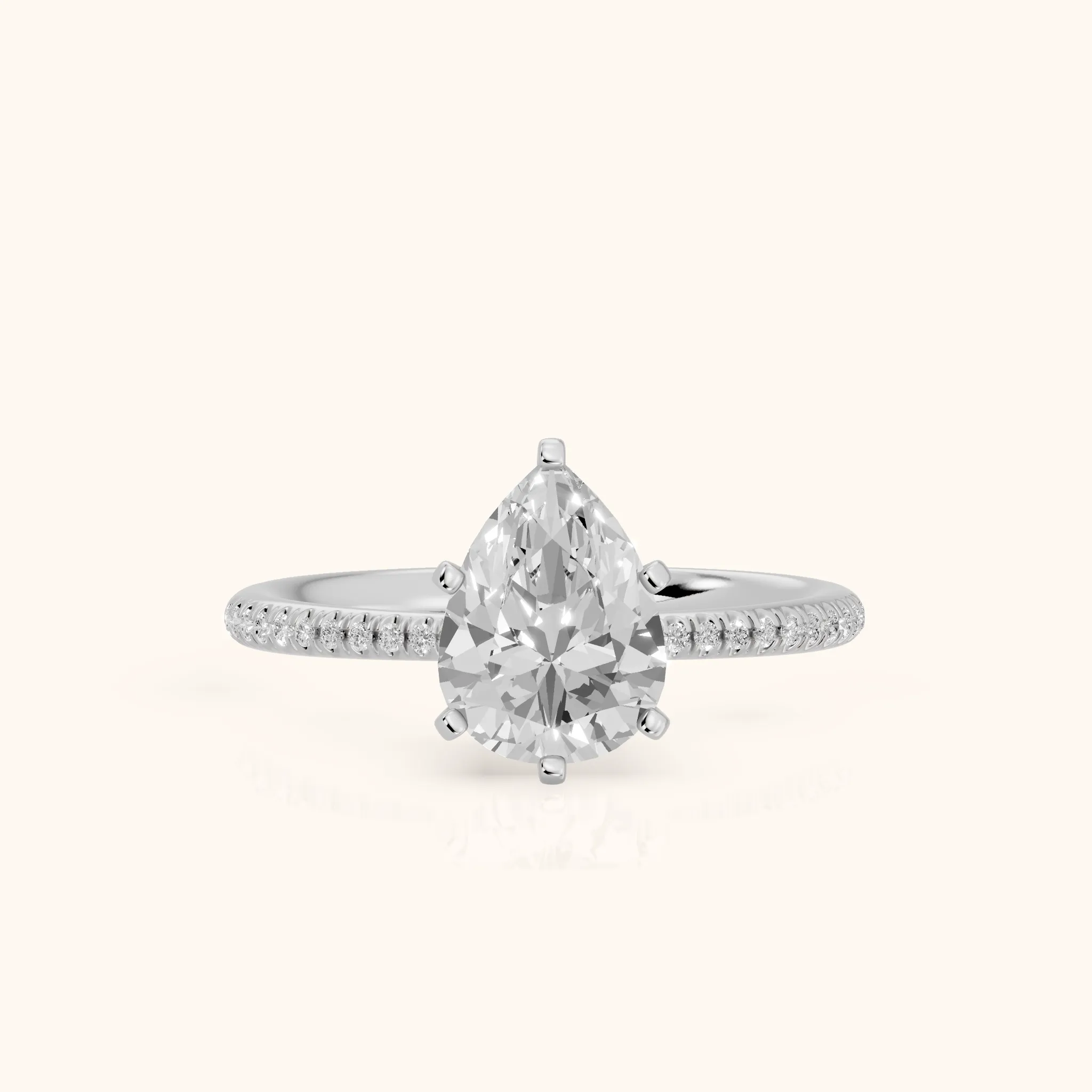 Mona Micropavé Pear Diamond Engagement Ring in Silver — view 1