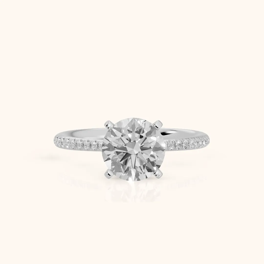 Mona Micropavé Round Diamond Engagement Ring in Platinum — view 2