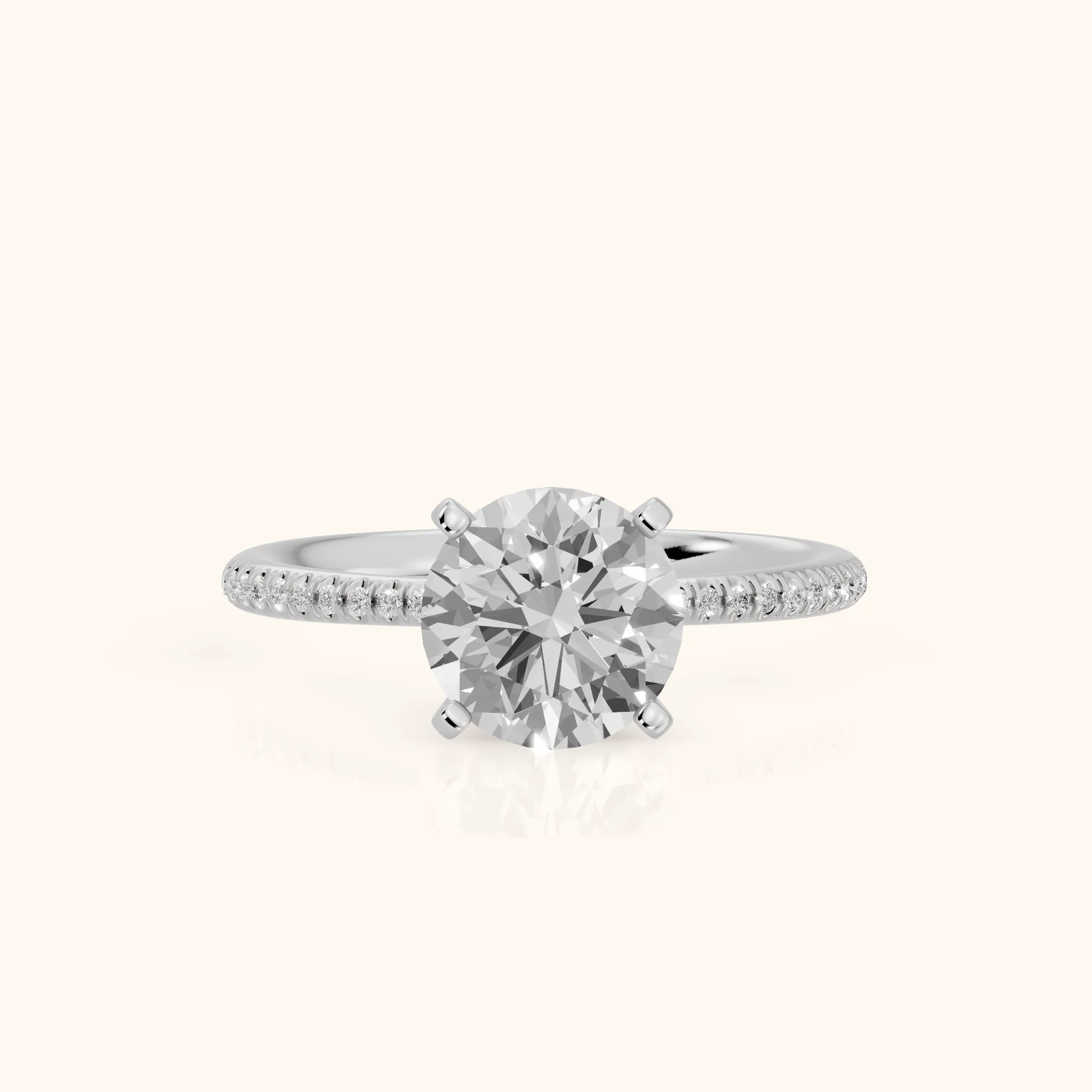 Mona Micropavé Round Diamond Engagement Ring in Platinum — view 1