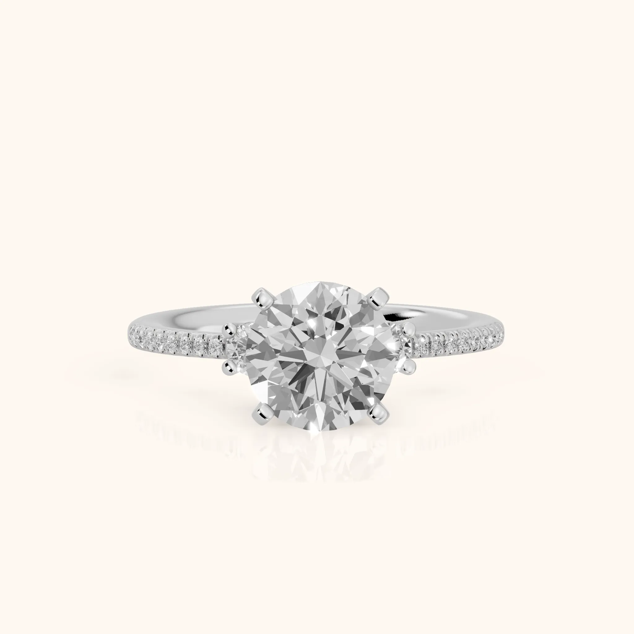 Nerissa Three-Stone Micropavé Round Diamond Engagement Ring in Silver — view 1