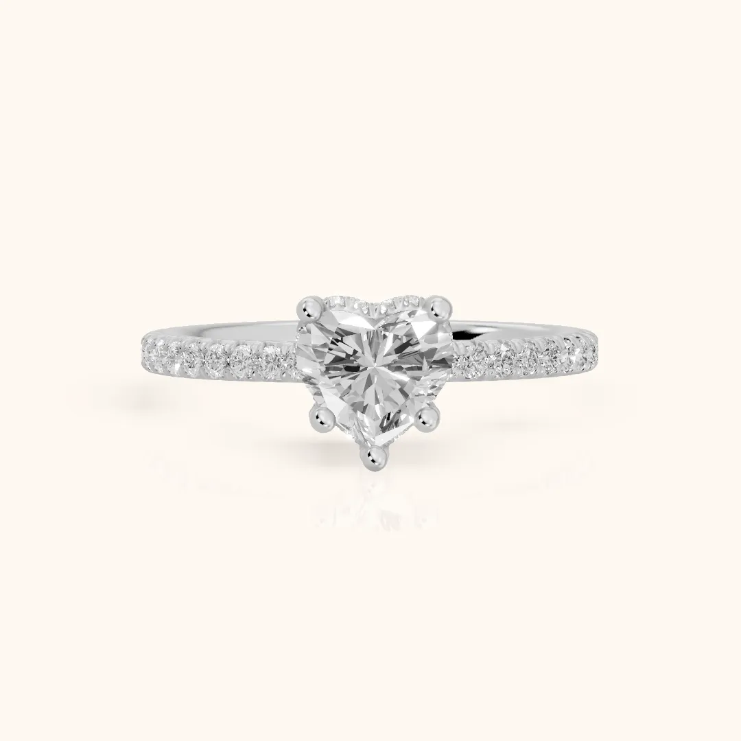 Orla Hidden Halo Pavé Heart Diamond Engagement Ring in Platinum — view 2