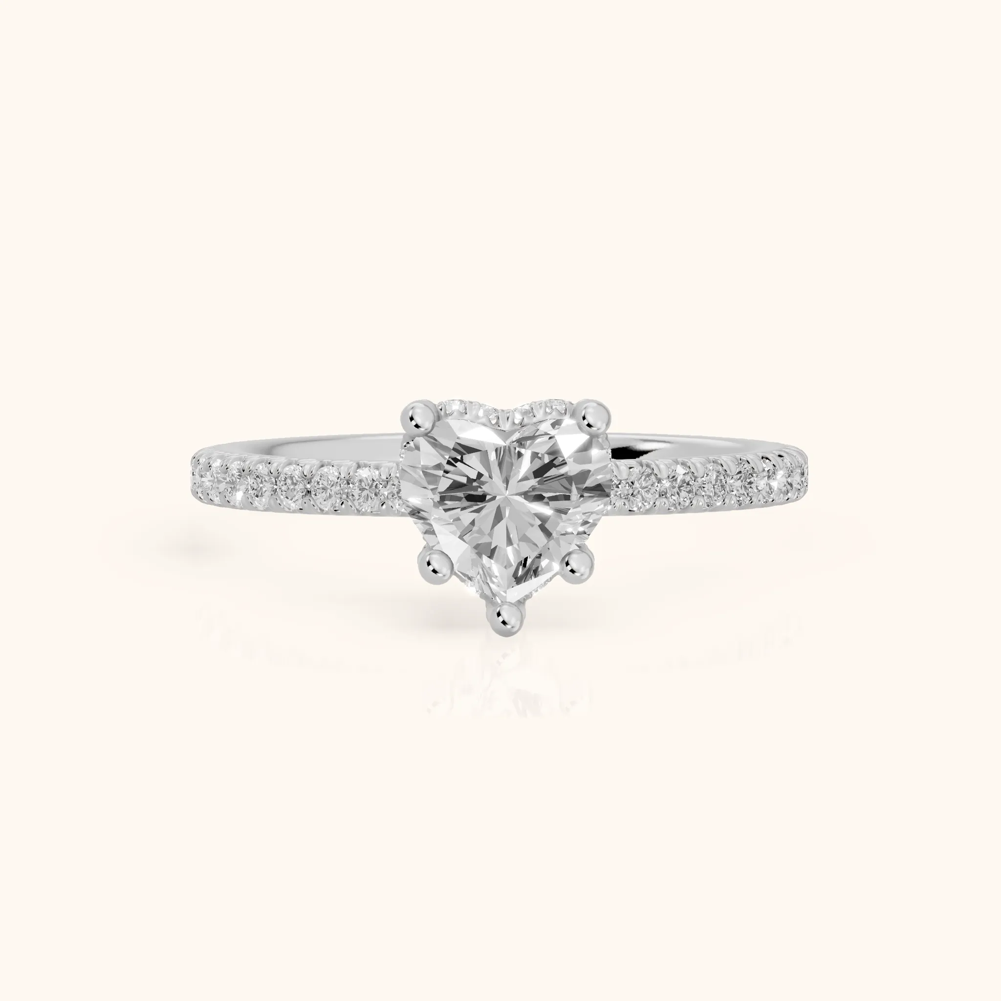 Orla Hidden Halo Pavé Heart Diamond Engagement Ring in Platinum — view 1