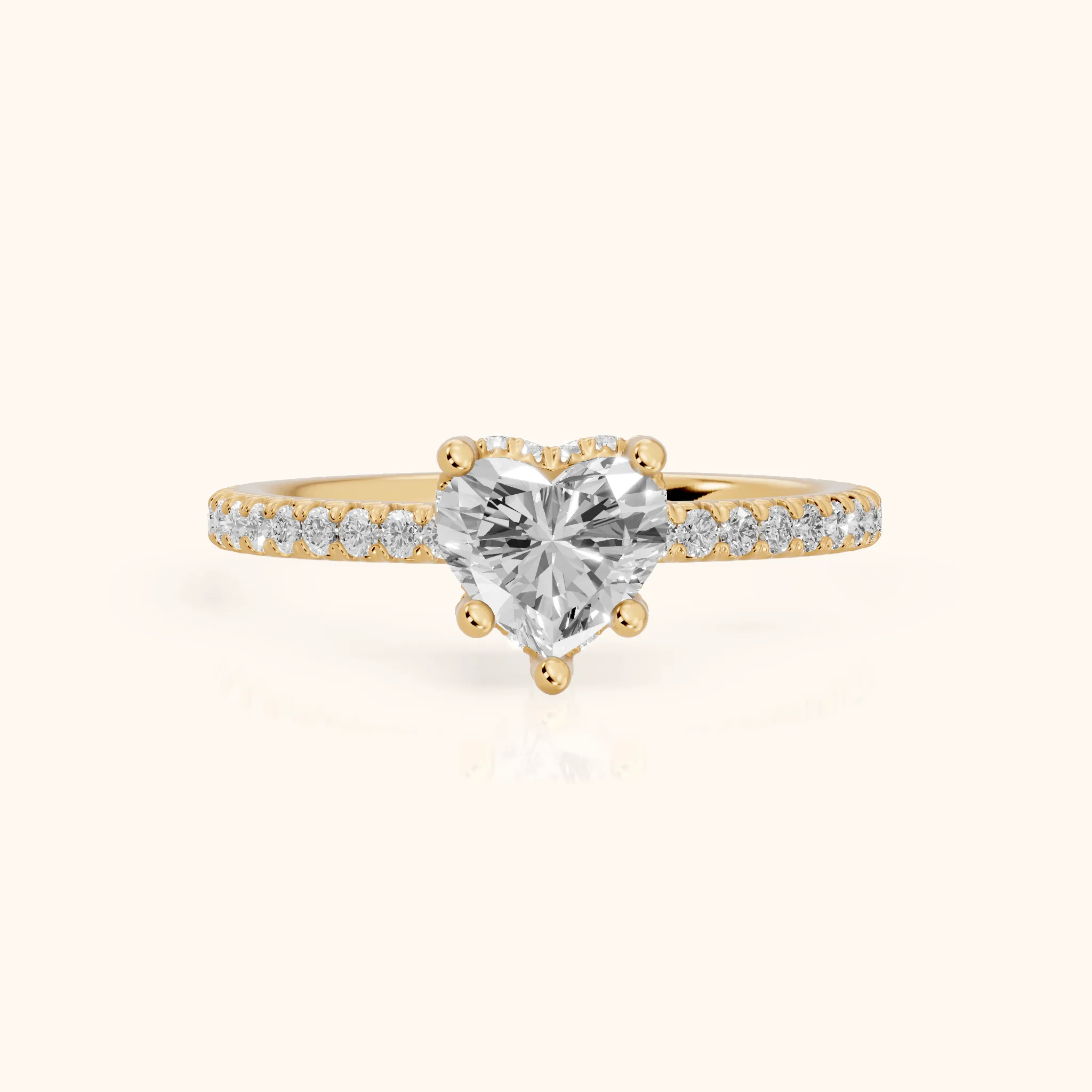 Orla Hidden Halo Pavé Heart Diamond Engagement Ring in Yellow Gold — view 1