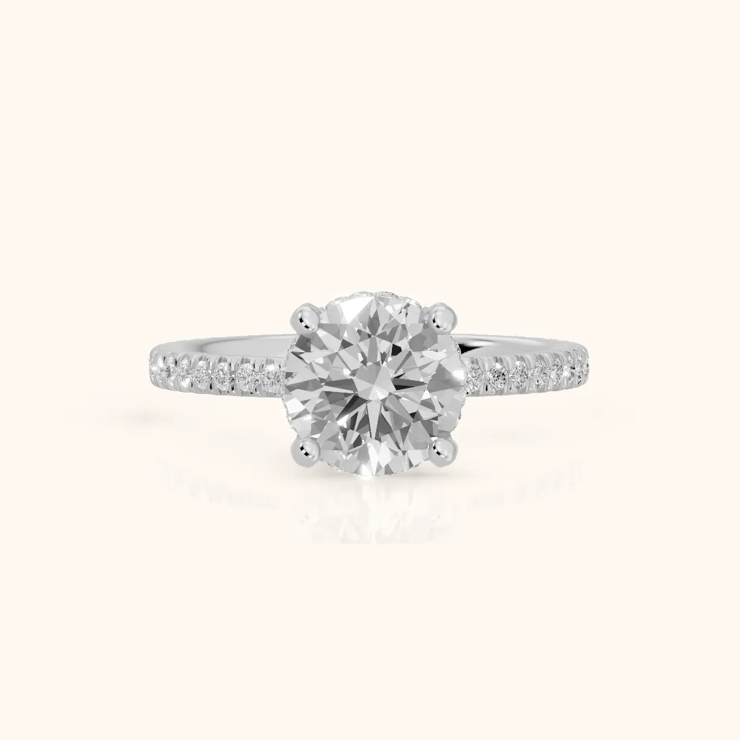 Orla Hidden Halo Pavé Round Diamond Engagement Ring in White Gold — view 2