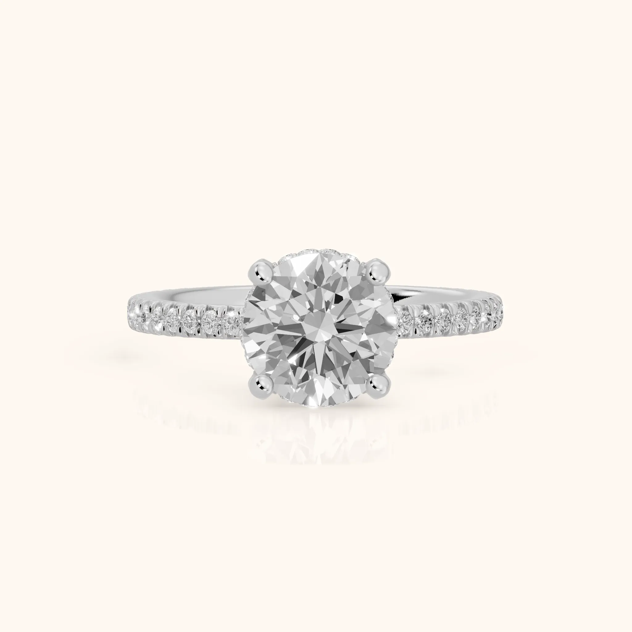 Orla Hidden Halo Pavé Round Diamond Engagement Ring in White Gold — view 1