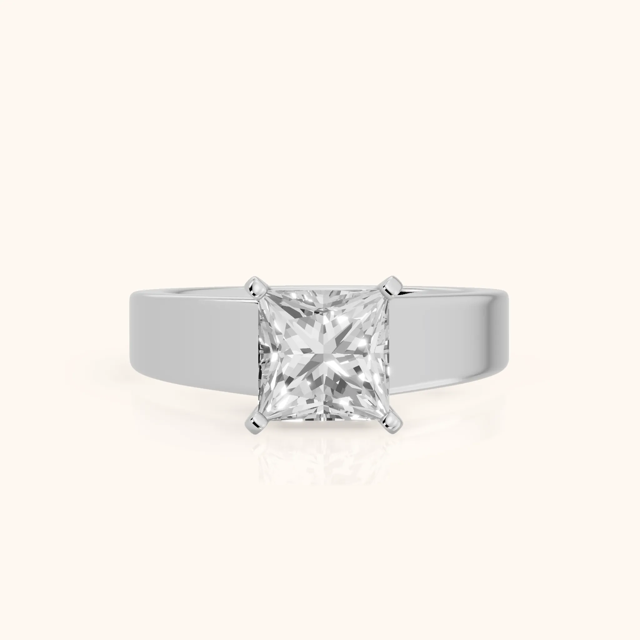 Susannah Wide Band Solitaire Princess Diamond Engagement Ring in Silver — view 1