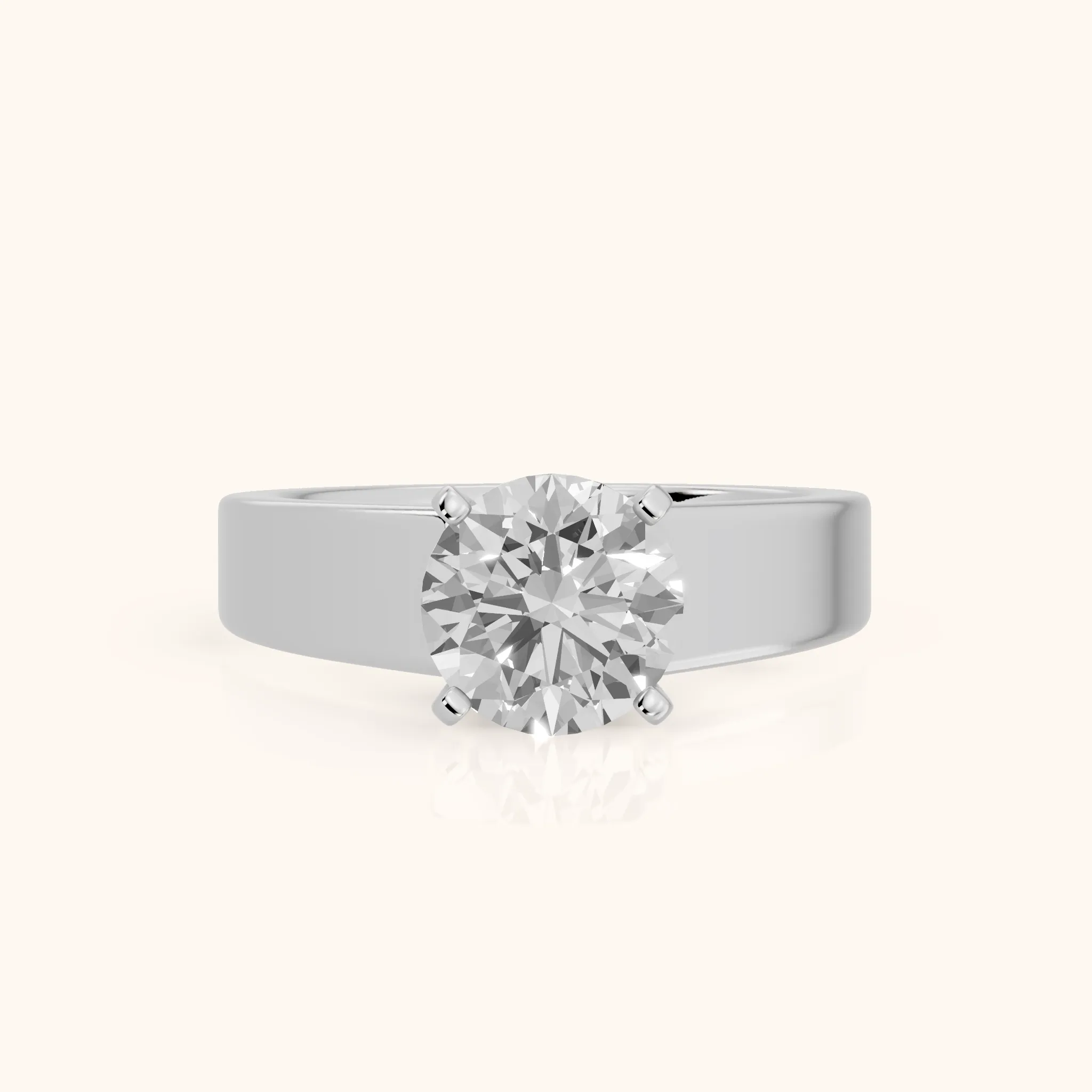 Susannah Wide Band Solitaire Round Diamond Engagement Ring in Silver — view 1