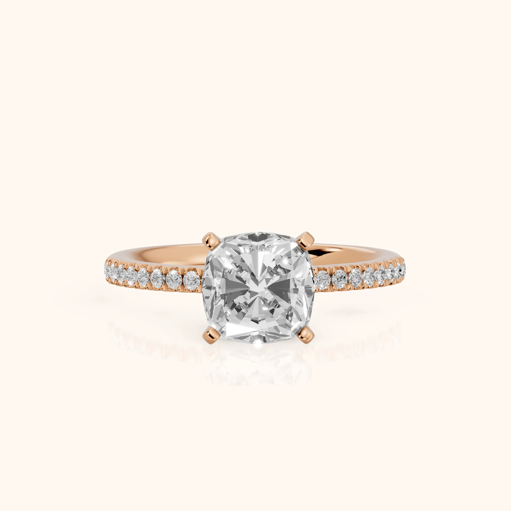 Venetia Pavé Cushion Diamond Engagement Ring in Rose Gold — view 1