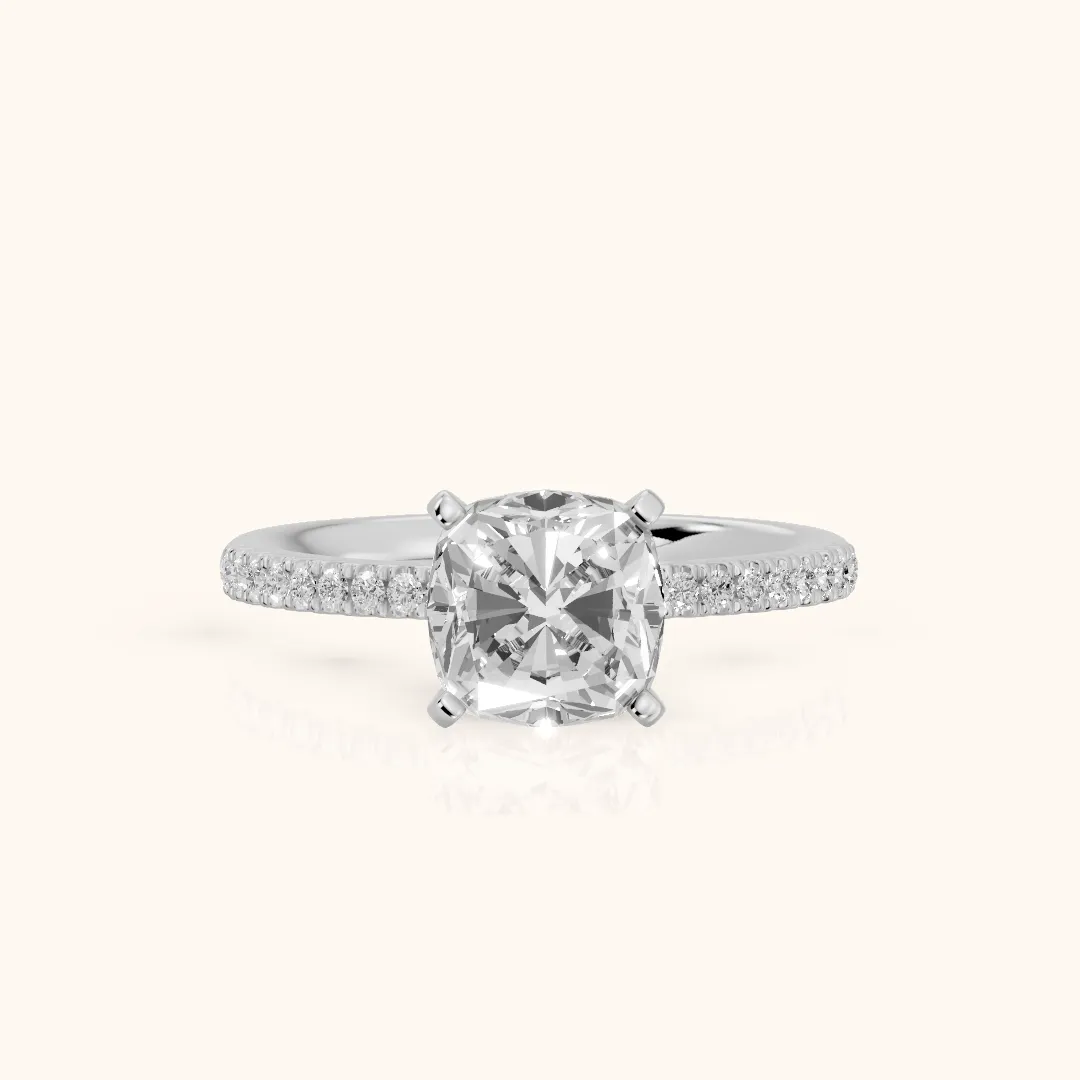 Venetia Pavé Cushion Diamond Engagement Ring in Platinum — view 2