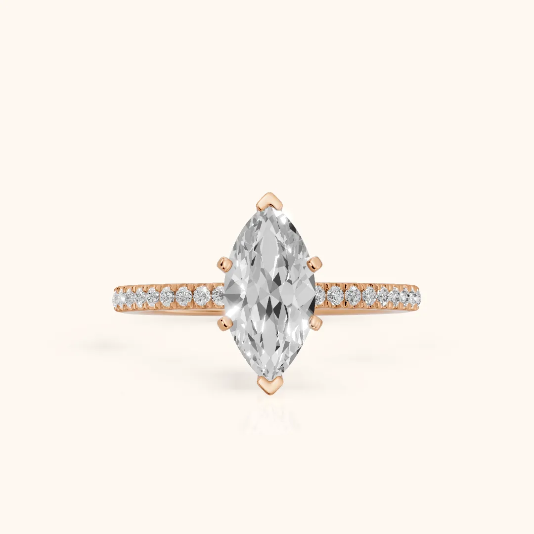 Venetia Pavé Marquise Diamond Engagement Ring in Rose Gold — view 2