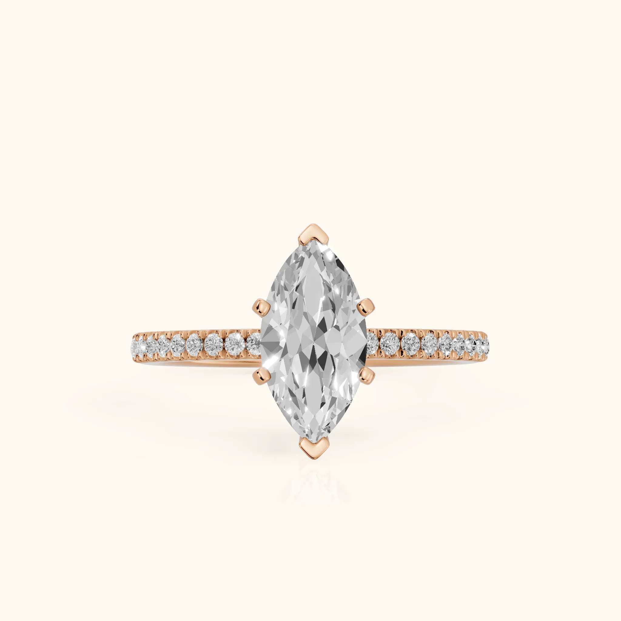 Venetia Pavé Marquise Diamond Engagement Ring in Rose Gold — view 1