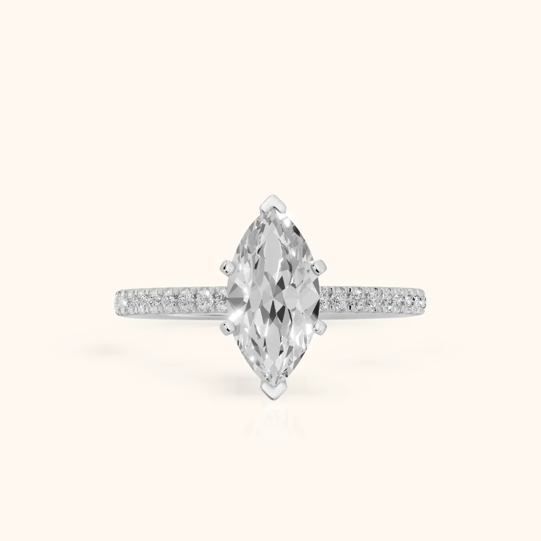 Venetia Pavé Marquise Diamond Engagement Ring in Silver — view 2