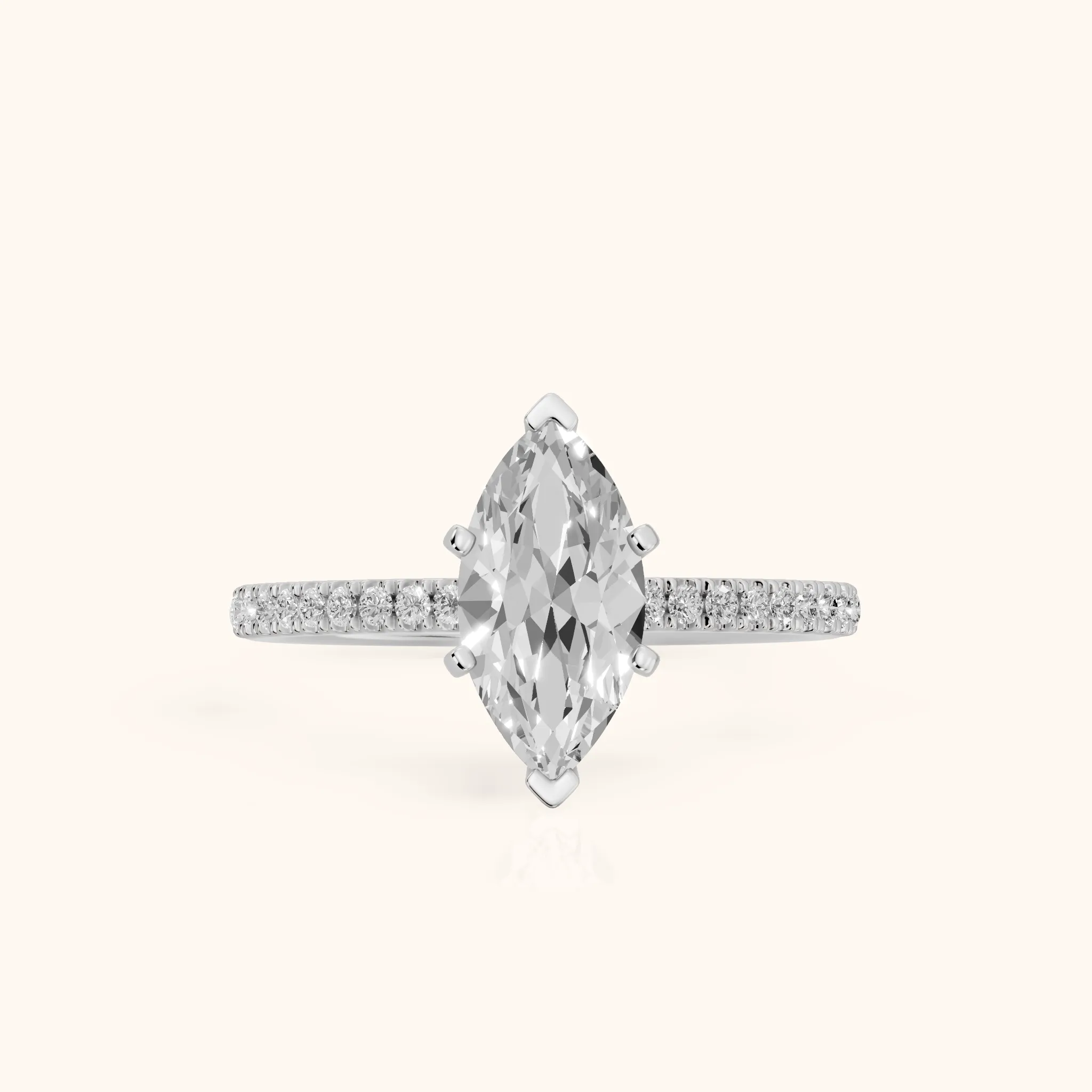 Venetia Pavé Marquise Diamond Engagement Ring in Silver — view 1