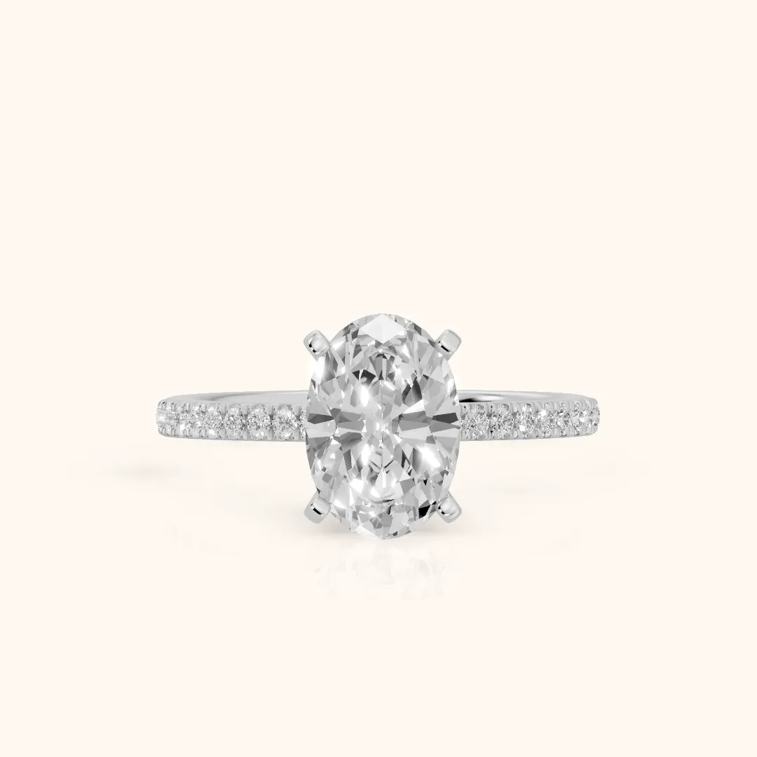 Venetia Pavé Oval Diamond Engagement Ring in Platinum — view 2