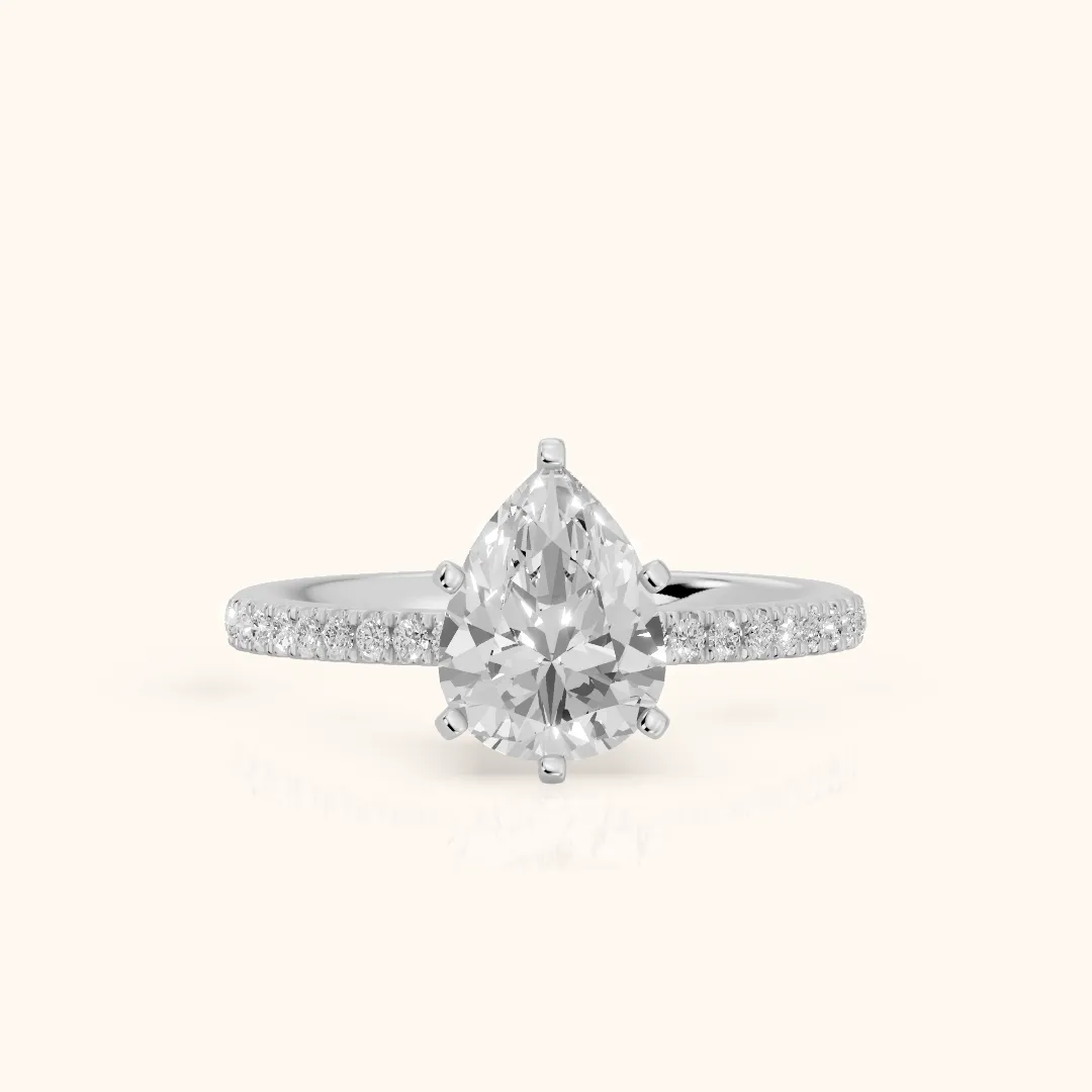 Venetia Pavé Pear Diamond Engagement Ring in Platinum — view 2