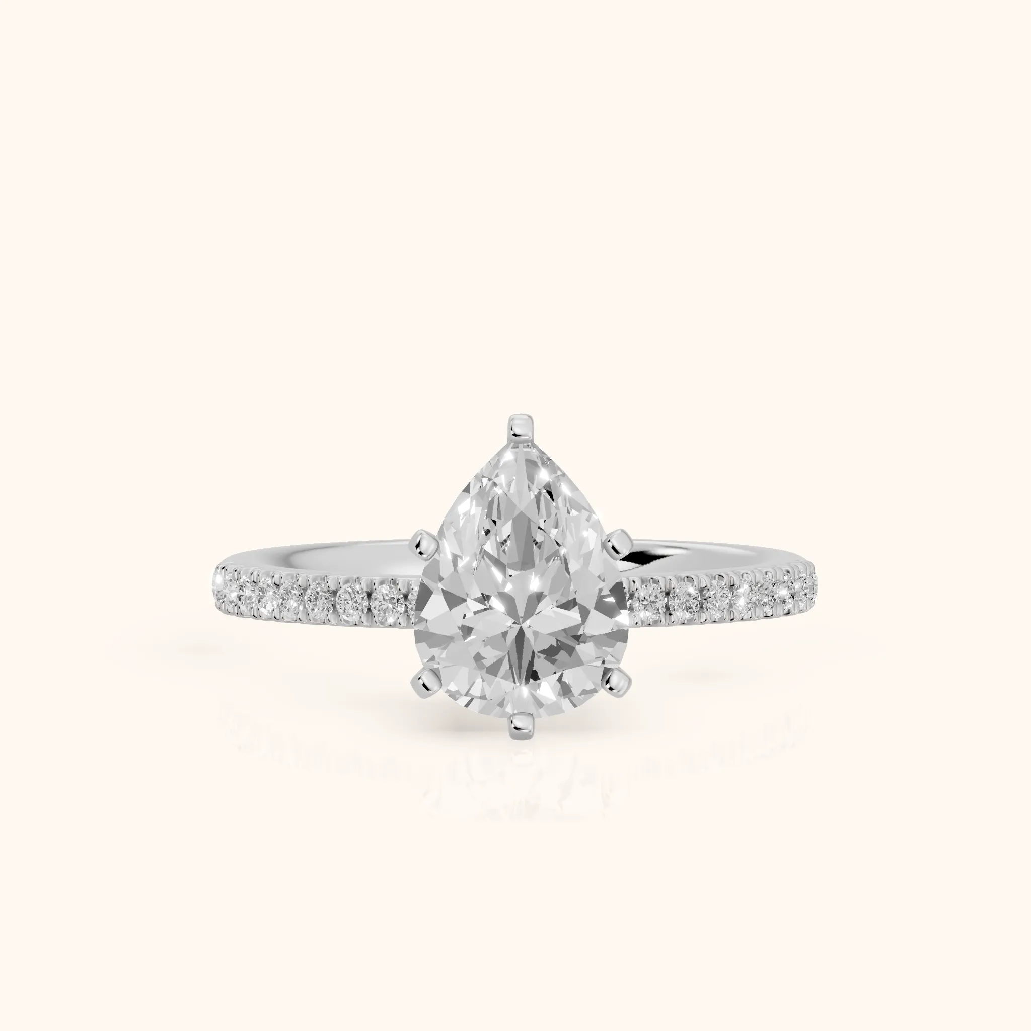 Venetia Pavé Pear Diamond Engagement Ring in Platinum — view 1