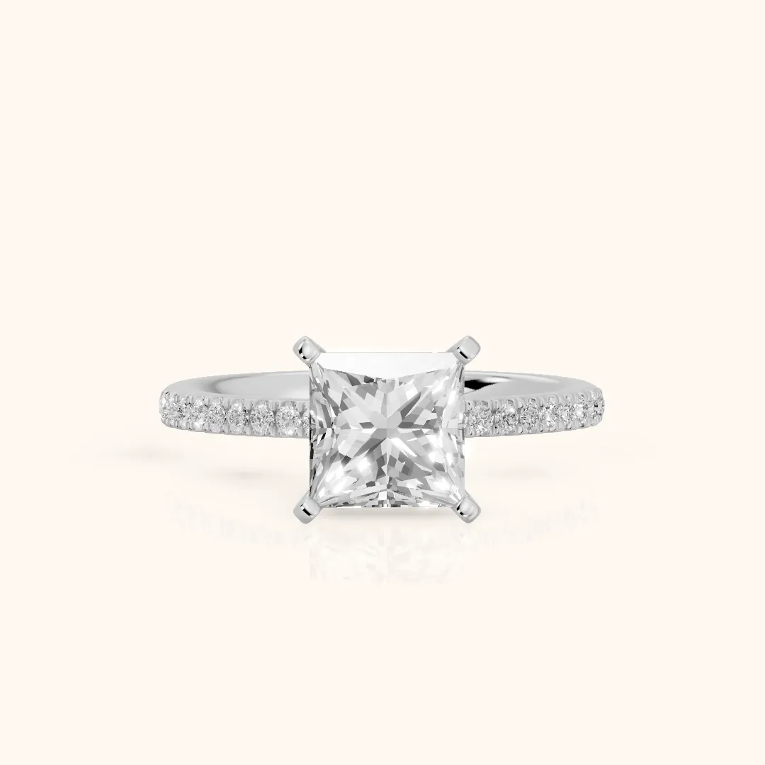 Venetia Pavé Princess Diamond Engagement Ring in Platinum — view 2