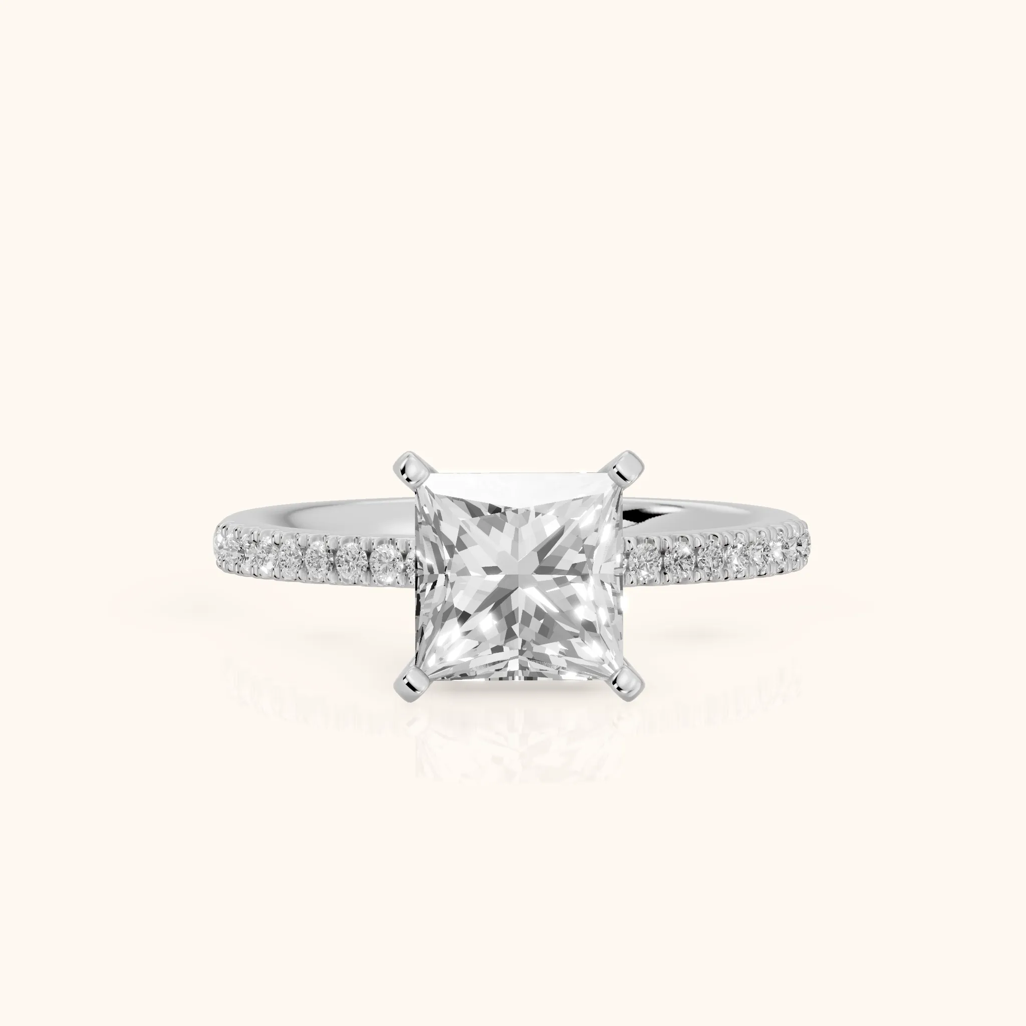 Venetia Pavé Princess Diamond Engagement Ring in Platinum — view 1