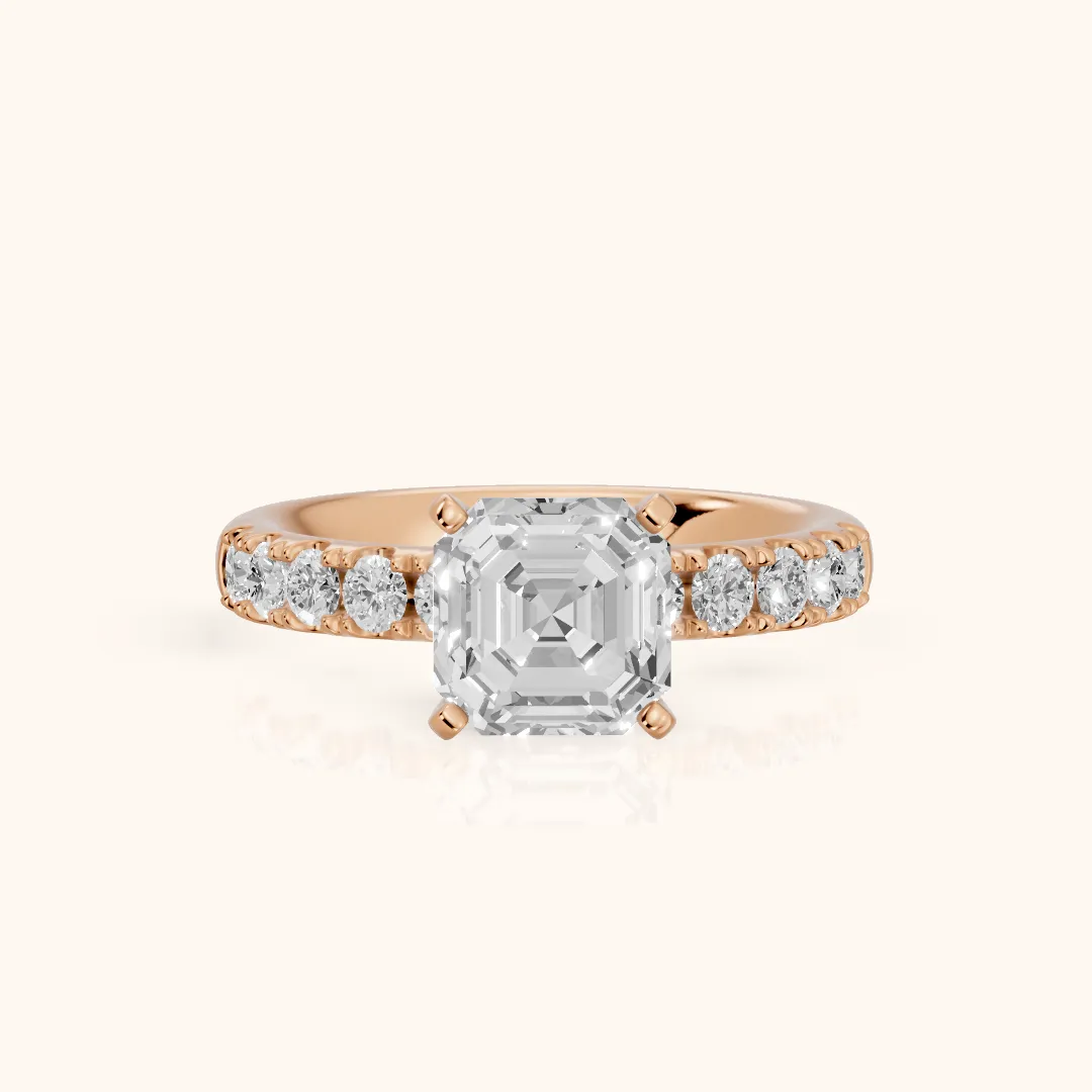 Alix Statement Pavé Asscher Diamond Engagement Ring in Rose Gold — view 2