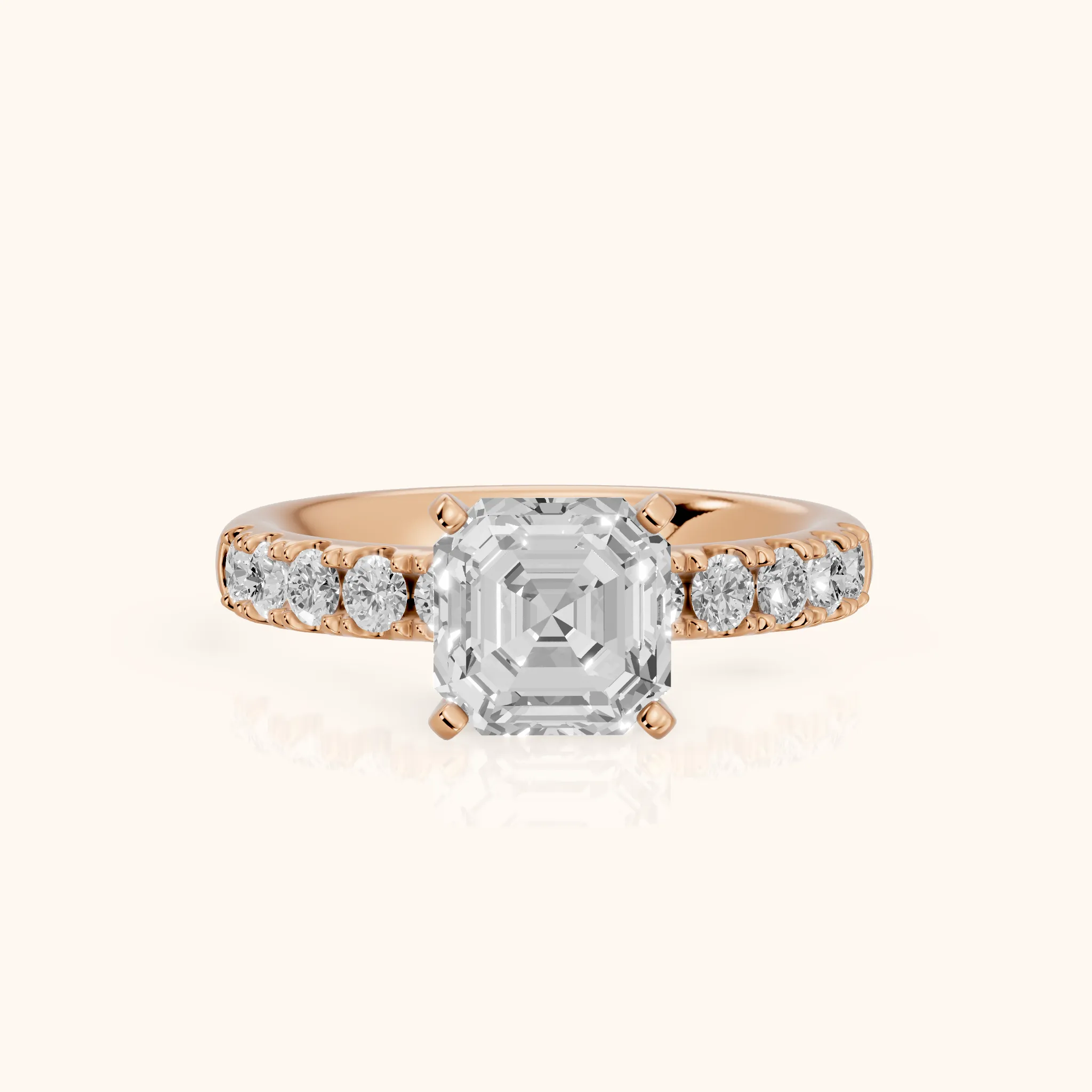 Alix Statement Pavé Asscher Diamond Engagement Ring in Rose Gold — view 1
