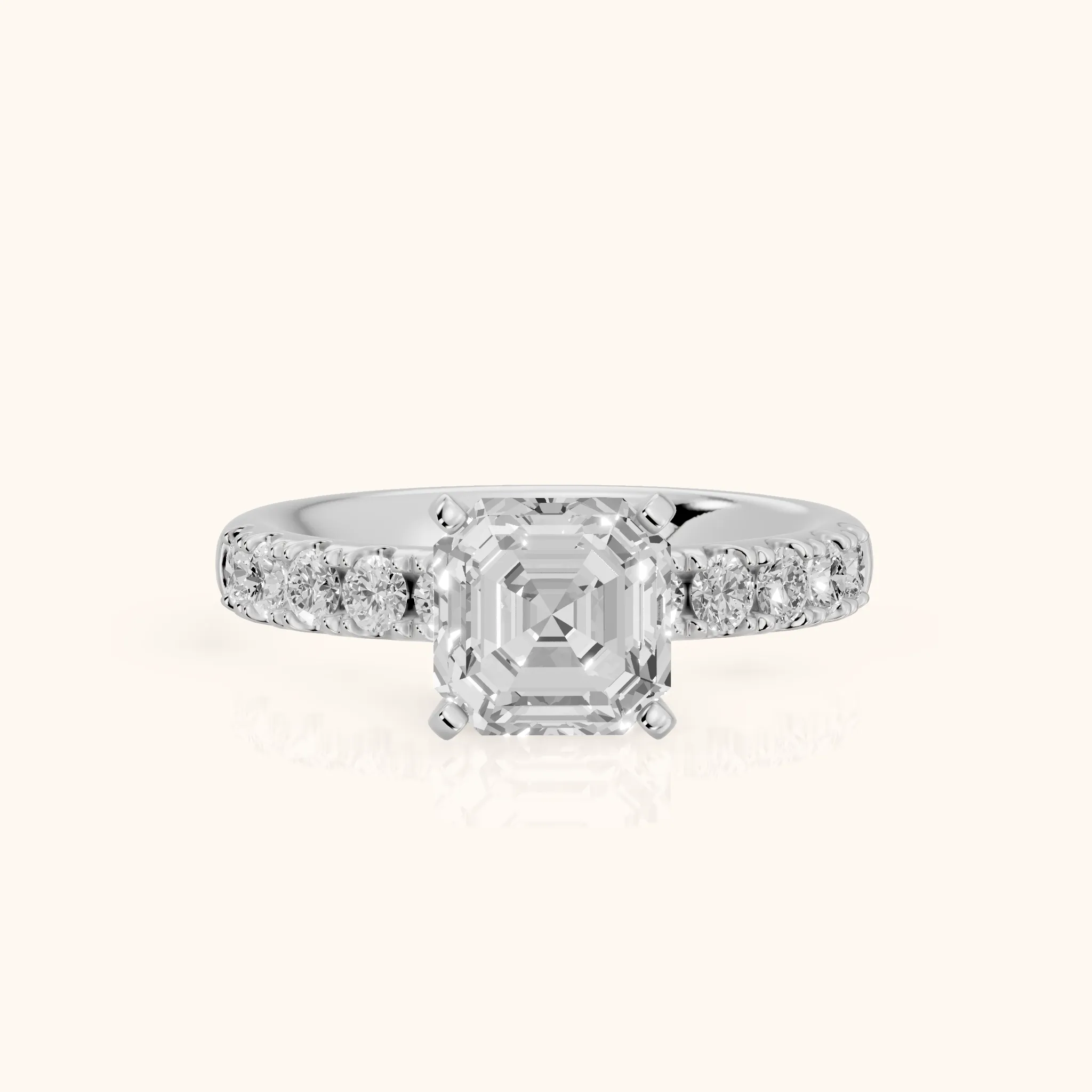 Alix Statement Pavé Asscher Diamond Engagement Ring in Silver — view 1