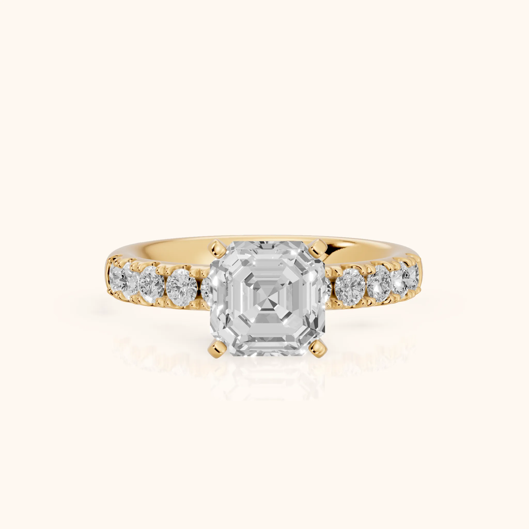 Alix Statement Pavé Asscher Diamond Engagement Ring in Yellow Gold — view 1