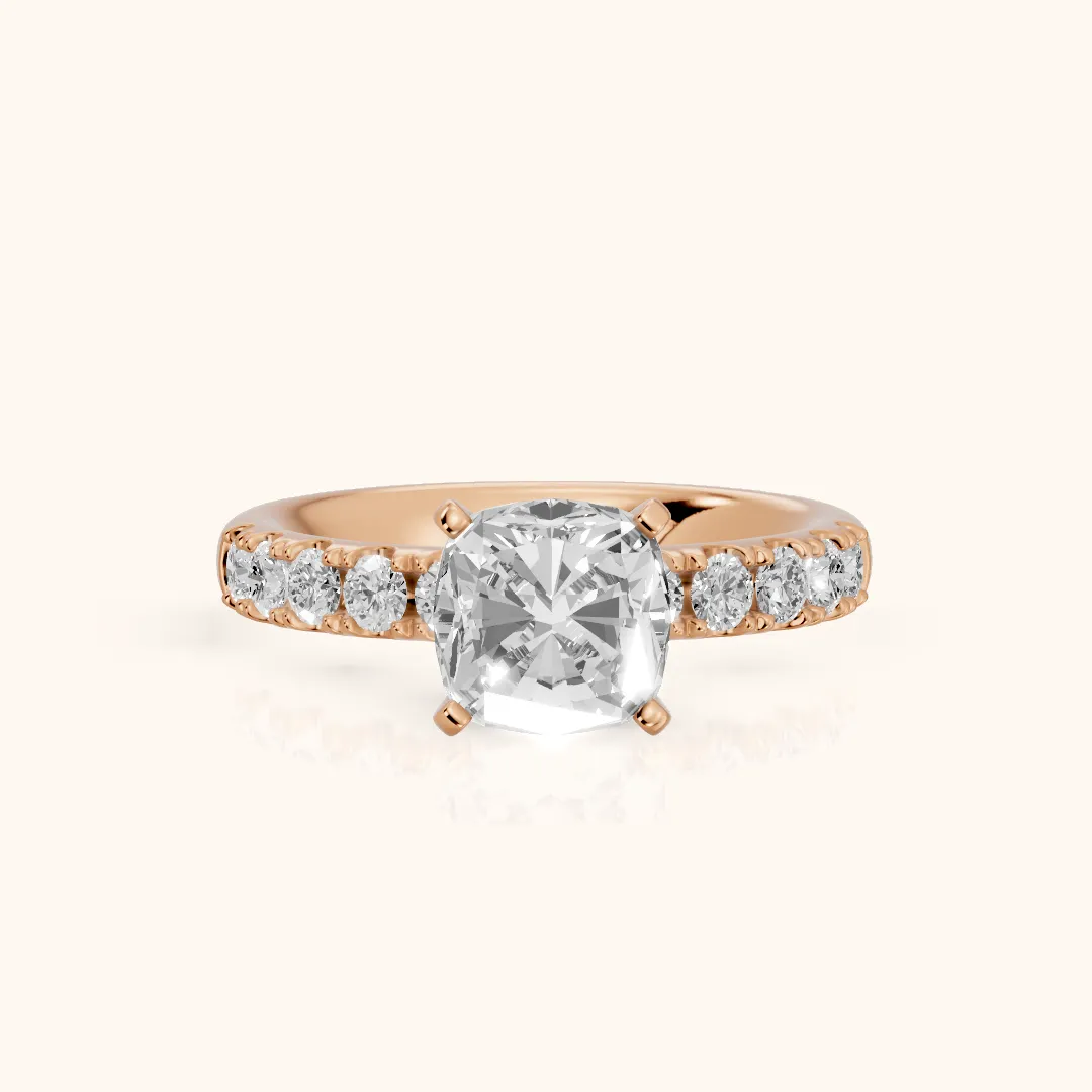 Alix Statement Pavé Cushion Diamond Engagement Ring in Rose Gold — view 2