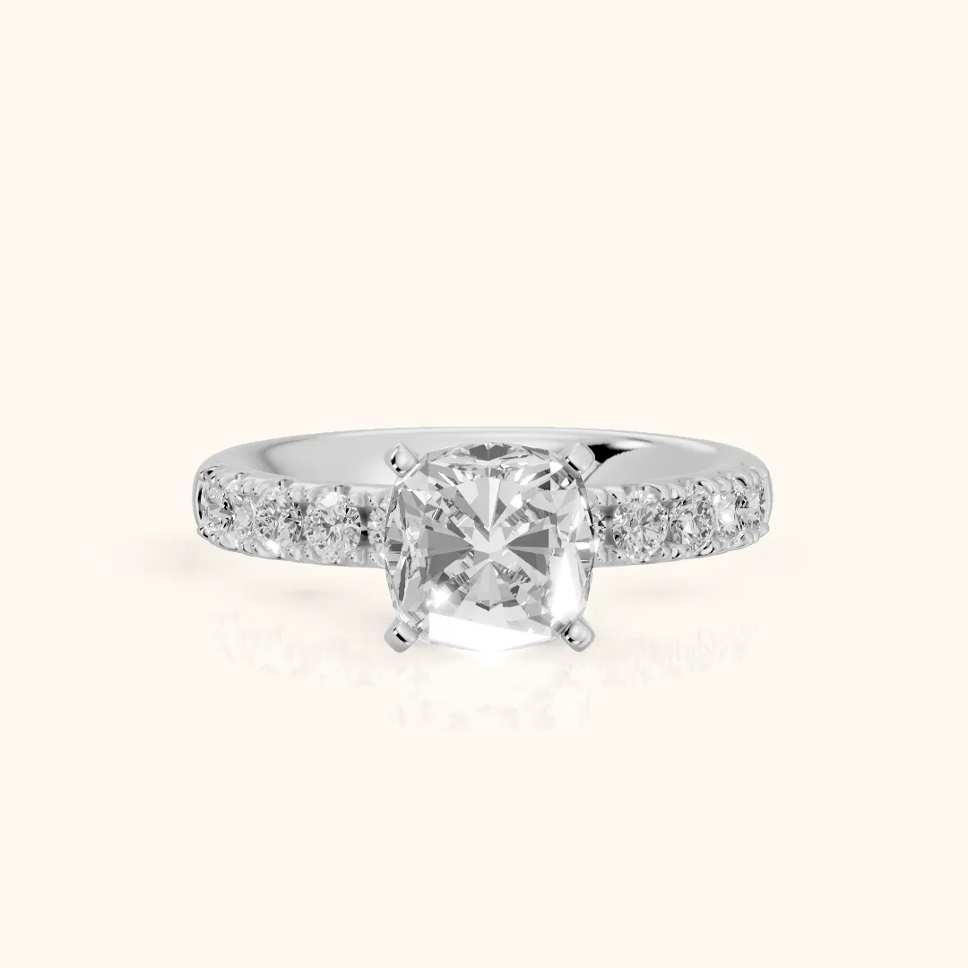 Alix Statement Pavé Cushion Diamond Engagement Ring in Silver — view 2