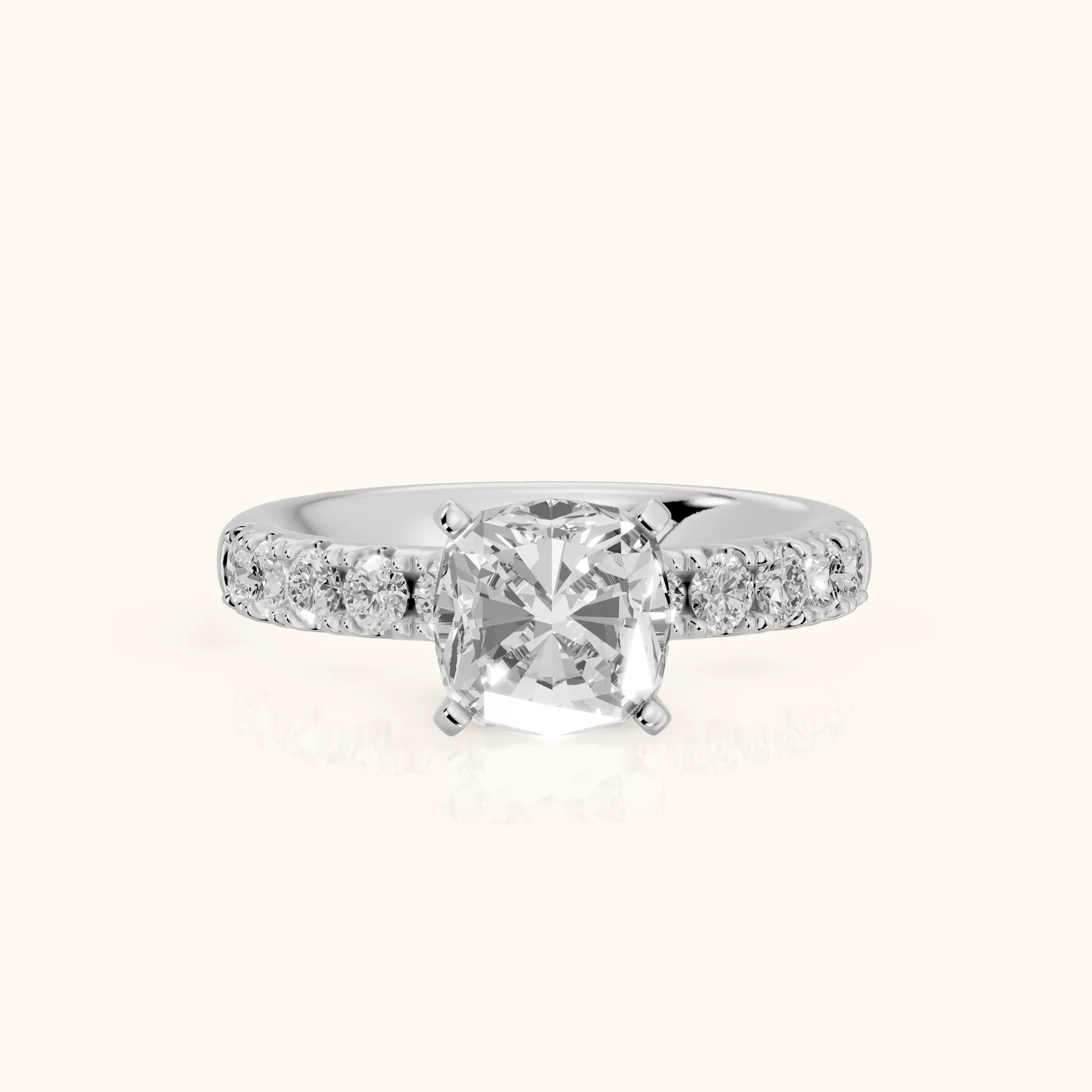 Alix Statement Pavé Cushion Diamond Engagement Ring in Silver — view 1