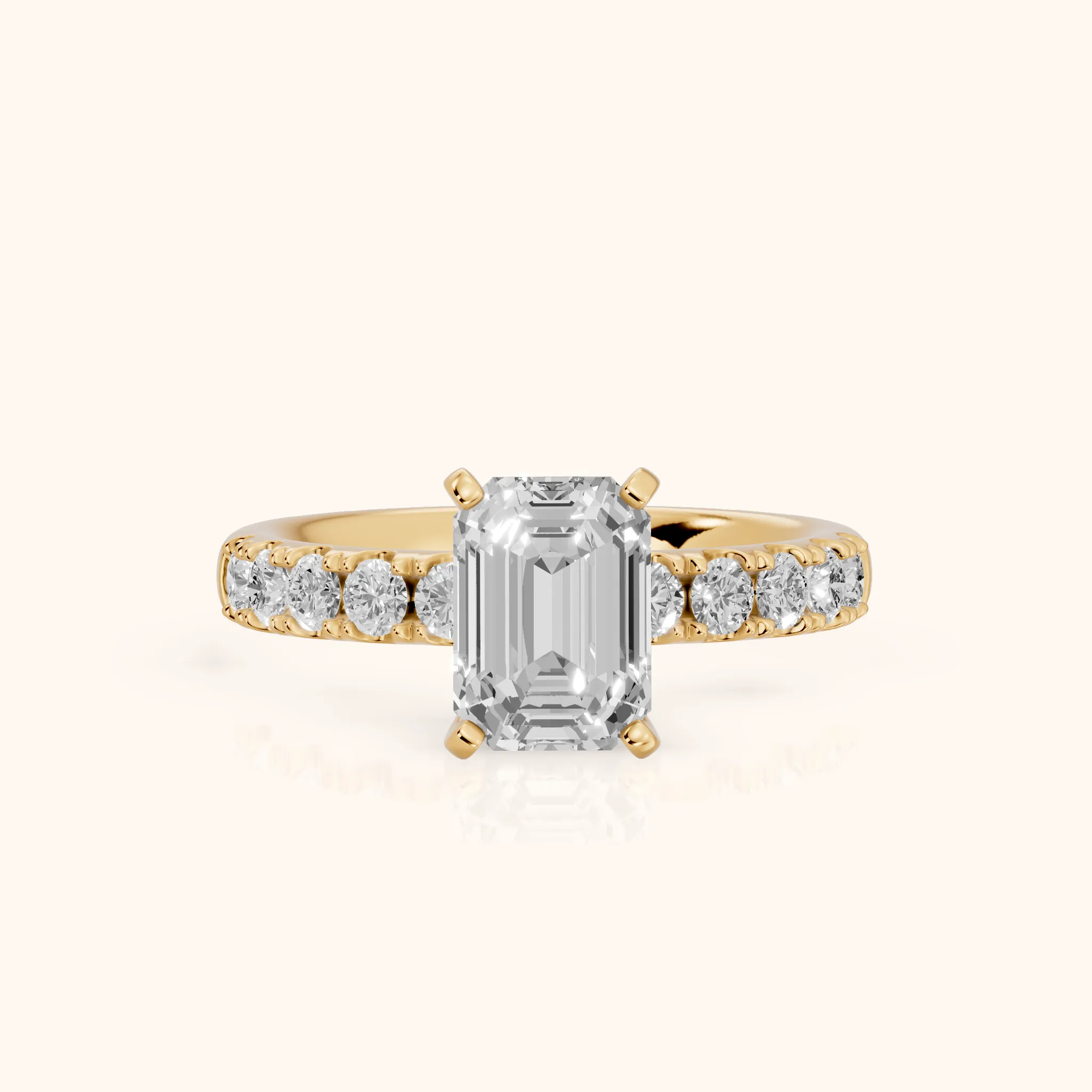 Alix Statement Pavé Emerald Diamond Engagement Ring in Yellow Gold — view 1