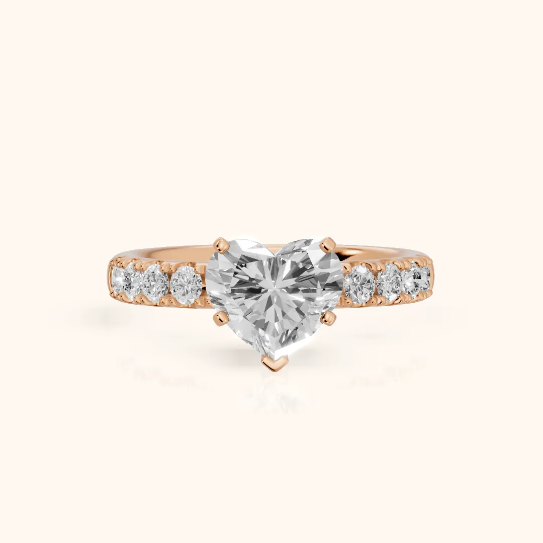 Alix Statement Pavé Heart Diamond Engagement Ring in Rose Gold — view 2