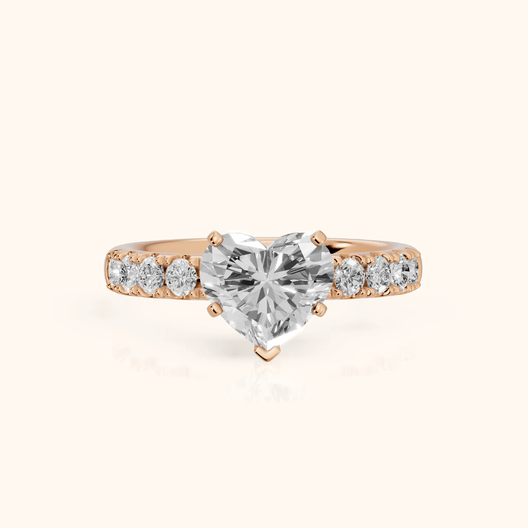 Alix Statement Pavé Heart Diamond Engagement Ring in Rose Gold — view 1