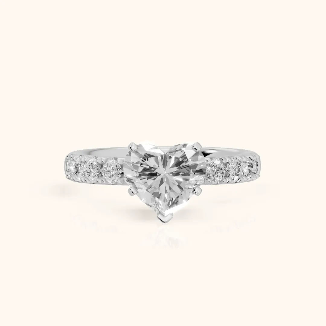 Alix Statement Pavé Heart Diamond Engagement Ring in Platinum — view 2