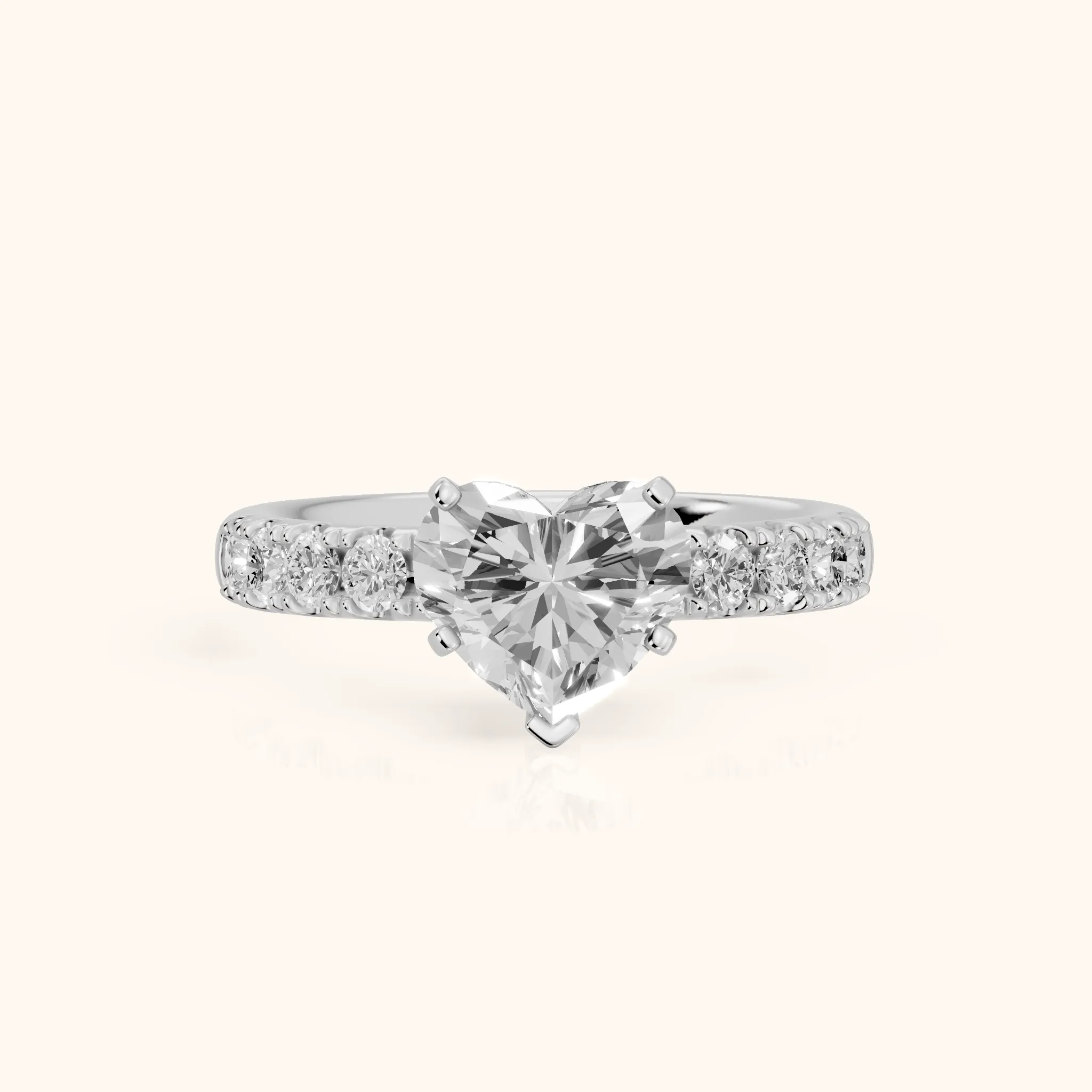 Alix Statement Pavé Heart Diamond Engagement Ring in Platinum — view 1