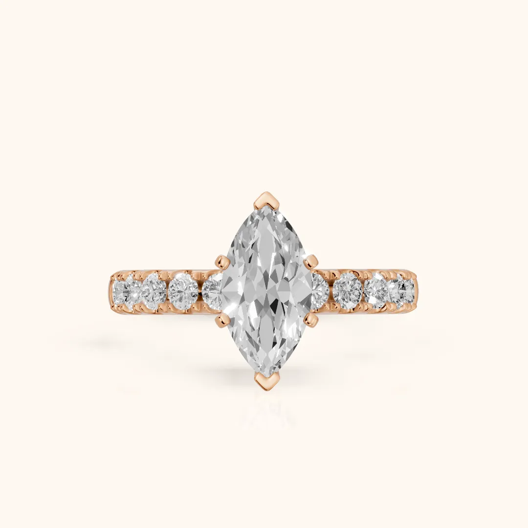 Alix Statement Pavé Marquise Diamond Engagement Ring in Rose Gold — view 2