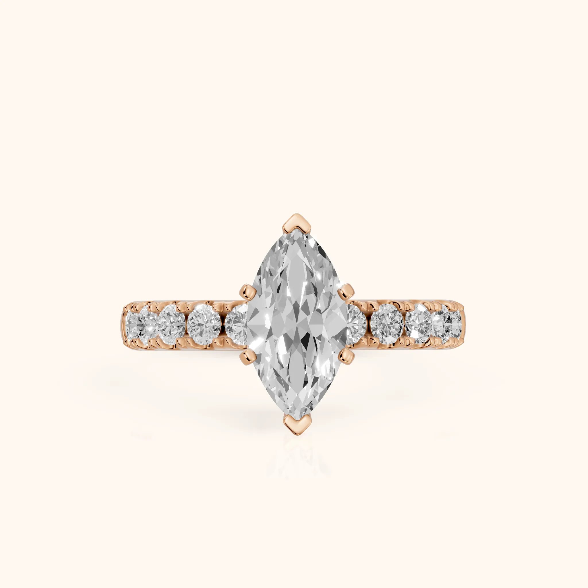 Alix Statement Pavé Marquise Diamond Engagement Ring in Rose Gold — view 1