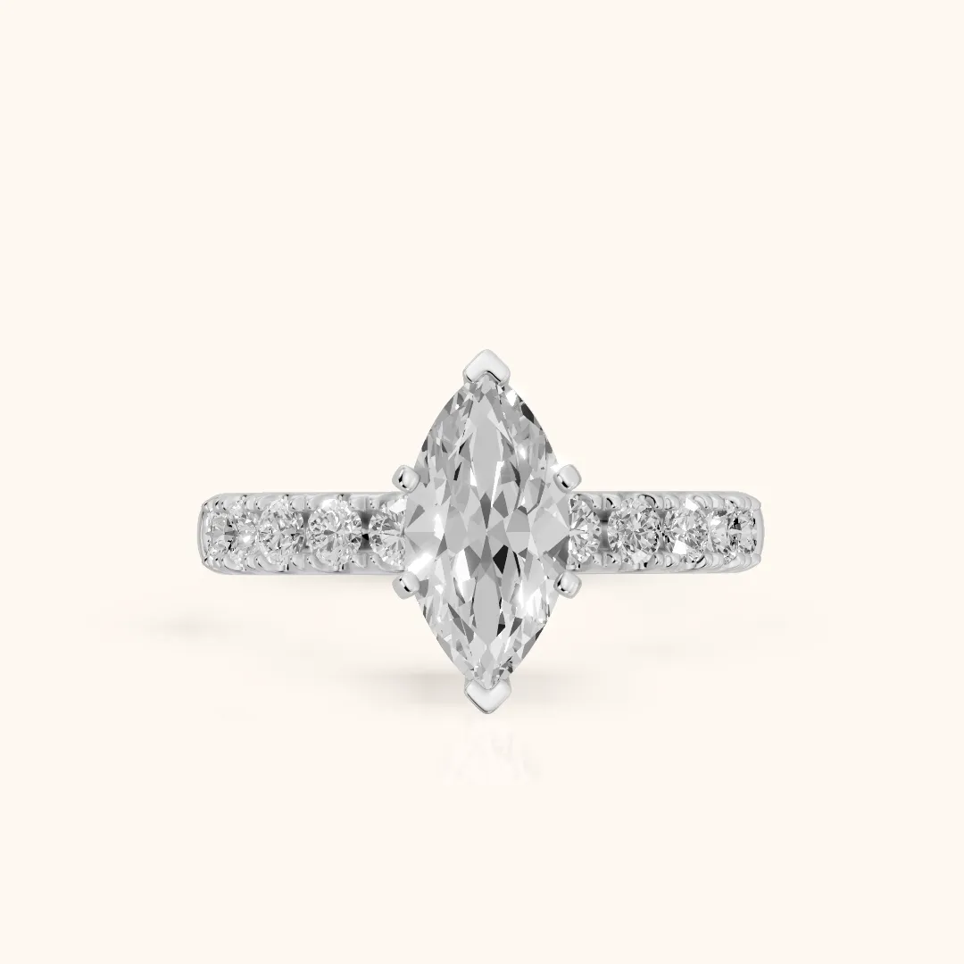 Alix Statement Pavé Marquise Diamond Engagement Ring in White Gold — view 2