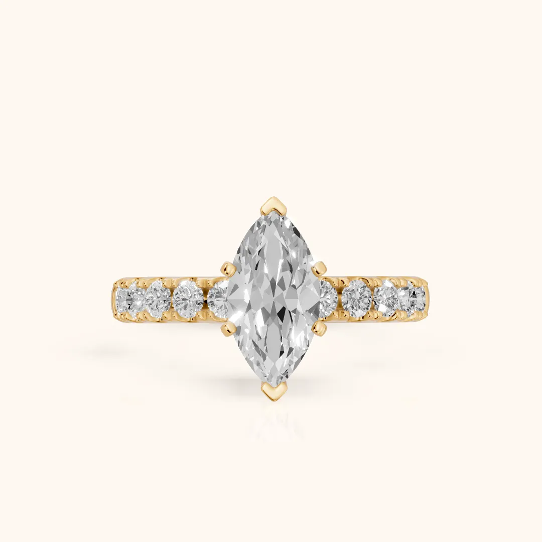 Alix Statement Pavé Marquise Diamond Engagement Ring in Yellow Gold — view 2